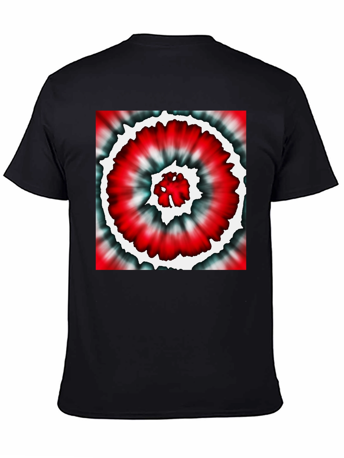 Red Tie-Dye Graphic Black T-Shirt