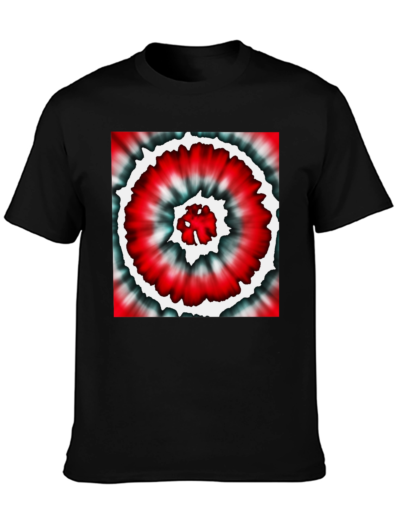 Red Tie-Dye Graphic Black T-Shirt