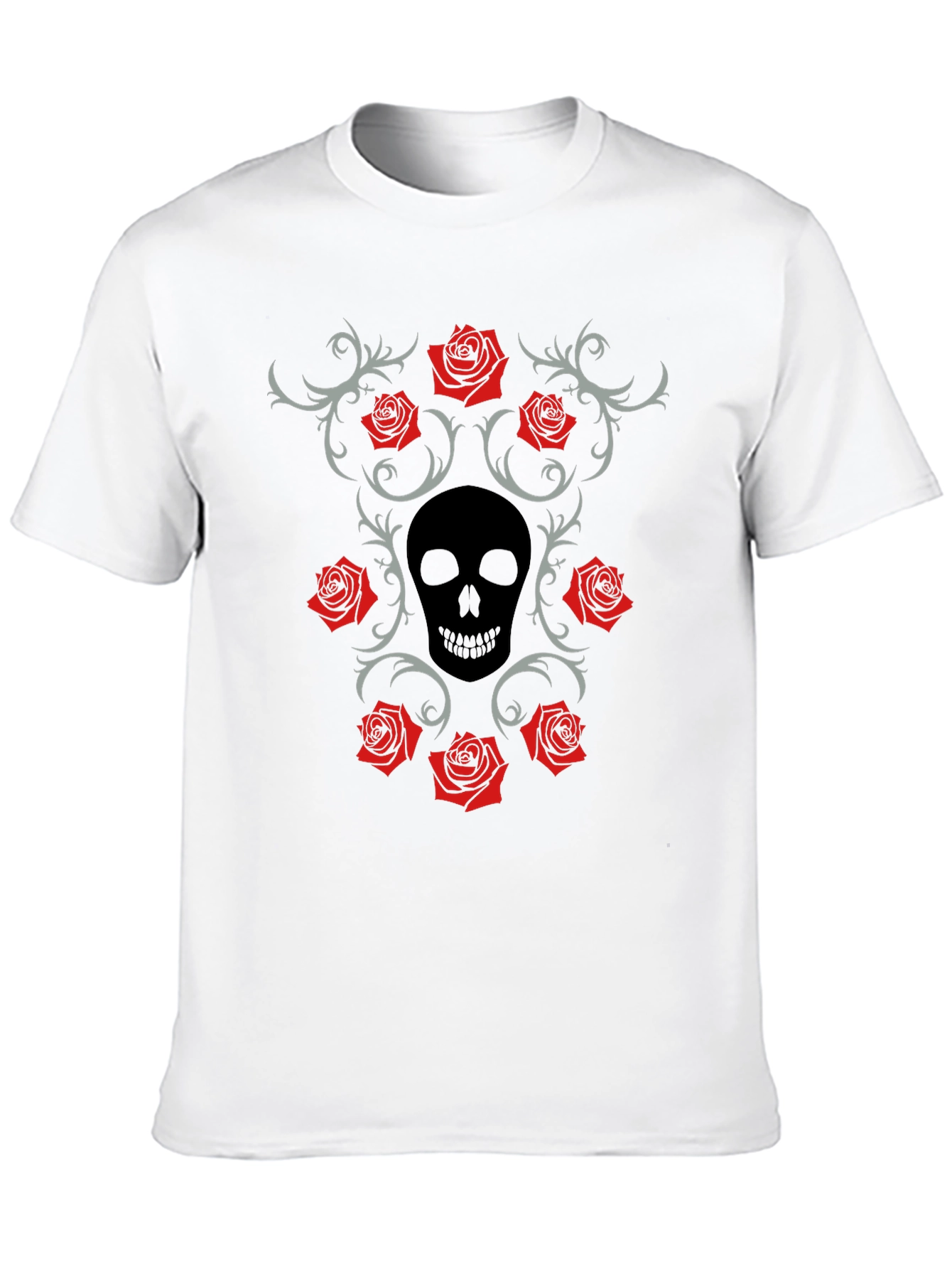 Skull & Roses Graphic Black T-Shirt