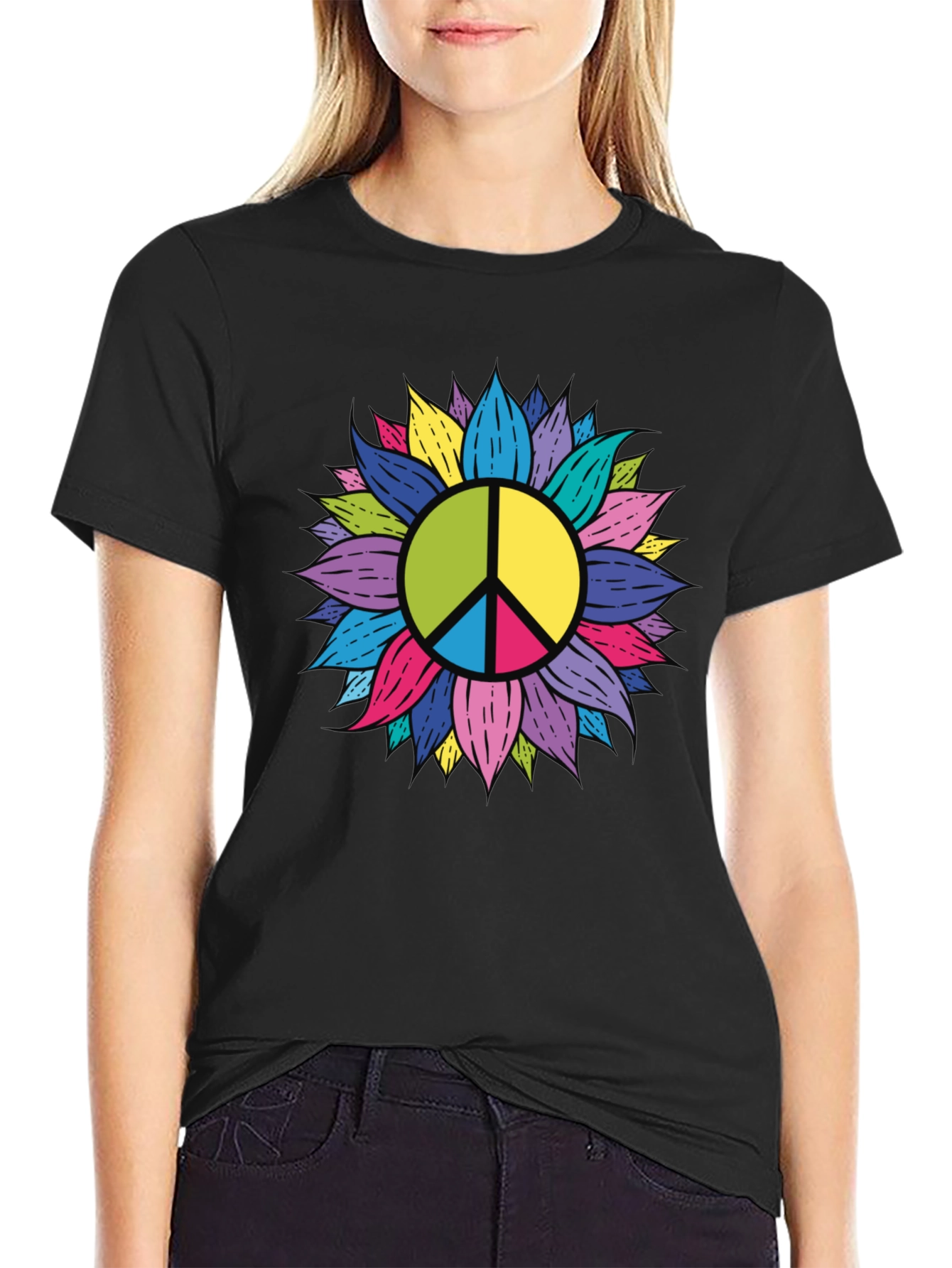 Peace Sign Sunflower Graphic Tee