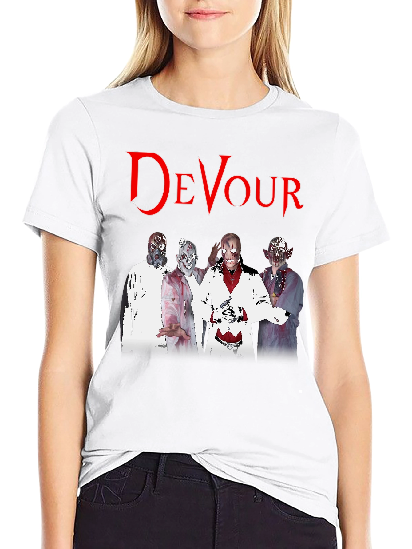 Devour Zombie Band Tee - Black Graphic T-Shirt