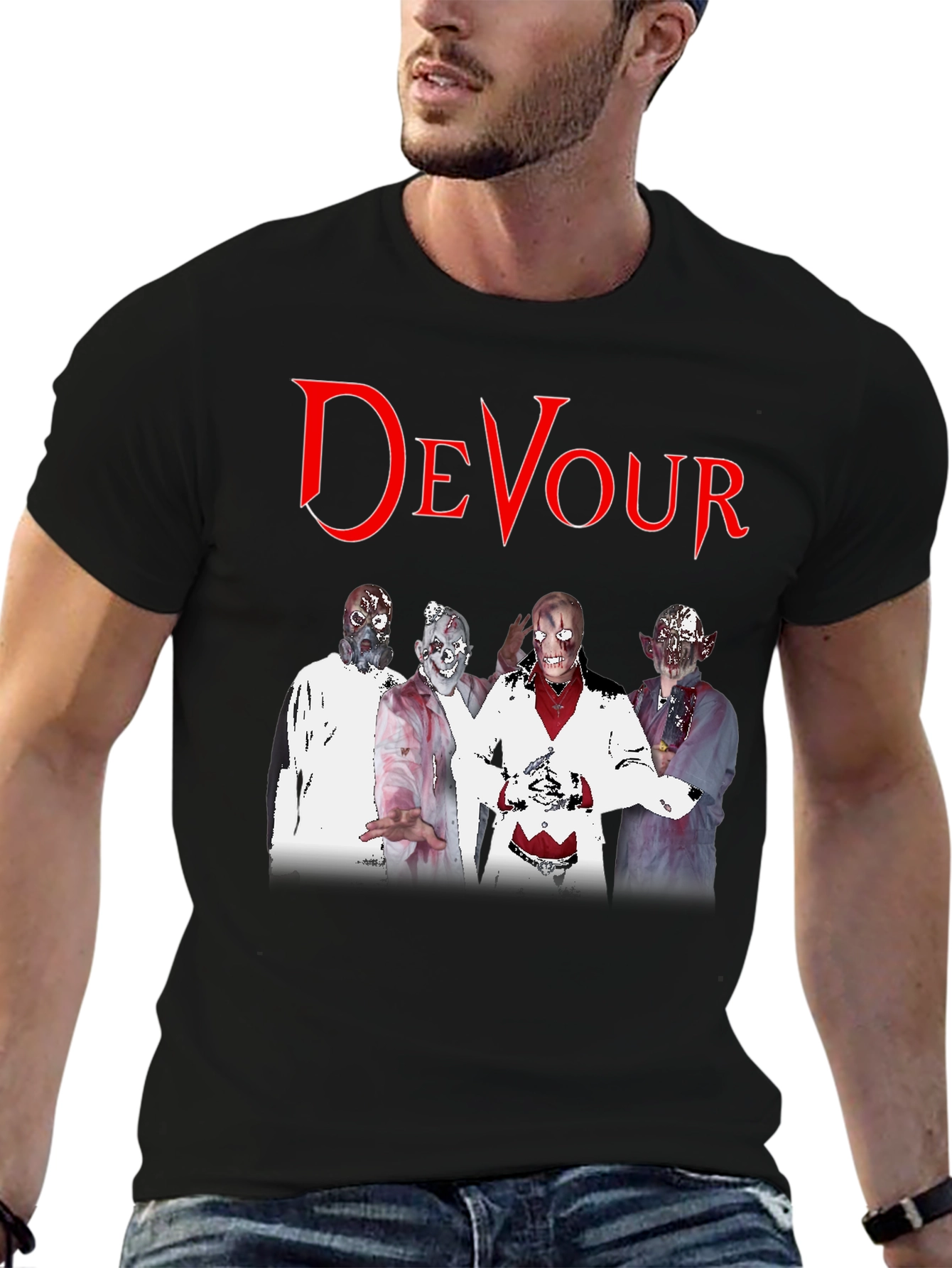 Devour Zombie Band Tee - Black Graphic T-Shirt