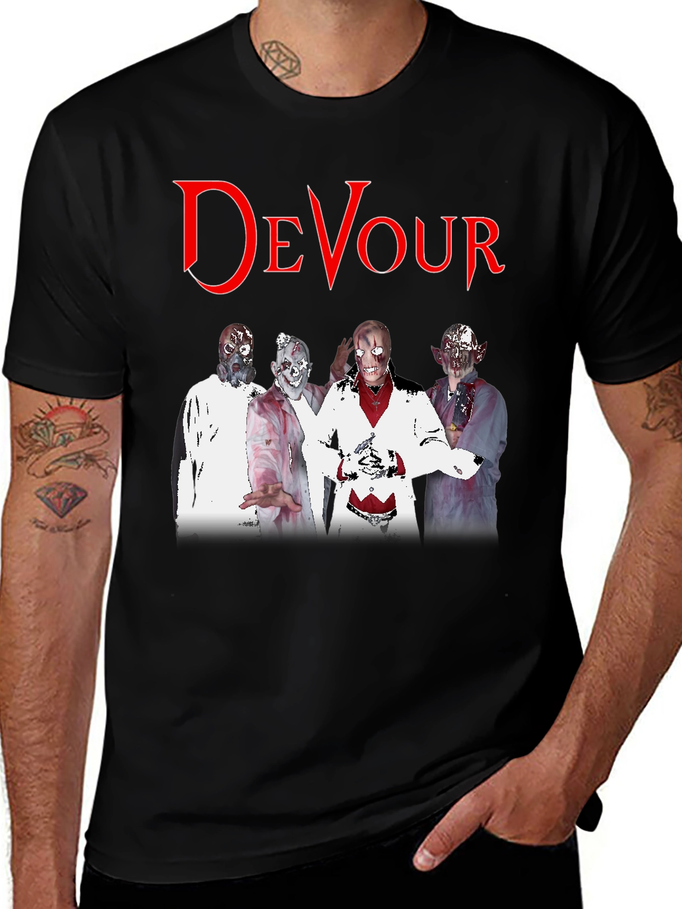 Devour Zombie Band Tee - Black Graphic T-Shirt