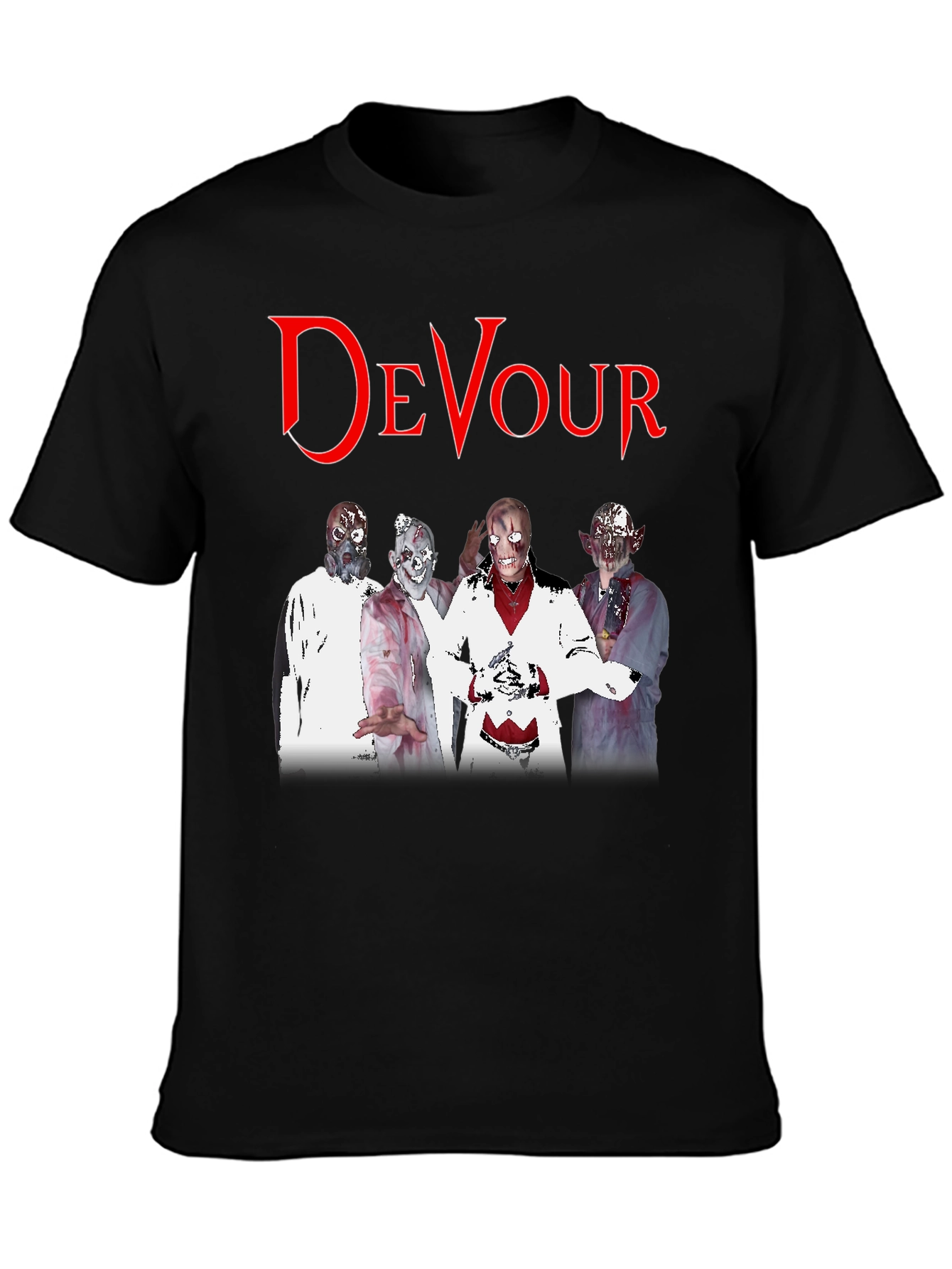 Devour Zombie Band Tee - Black Graphic T-Shirt
