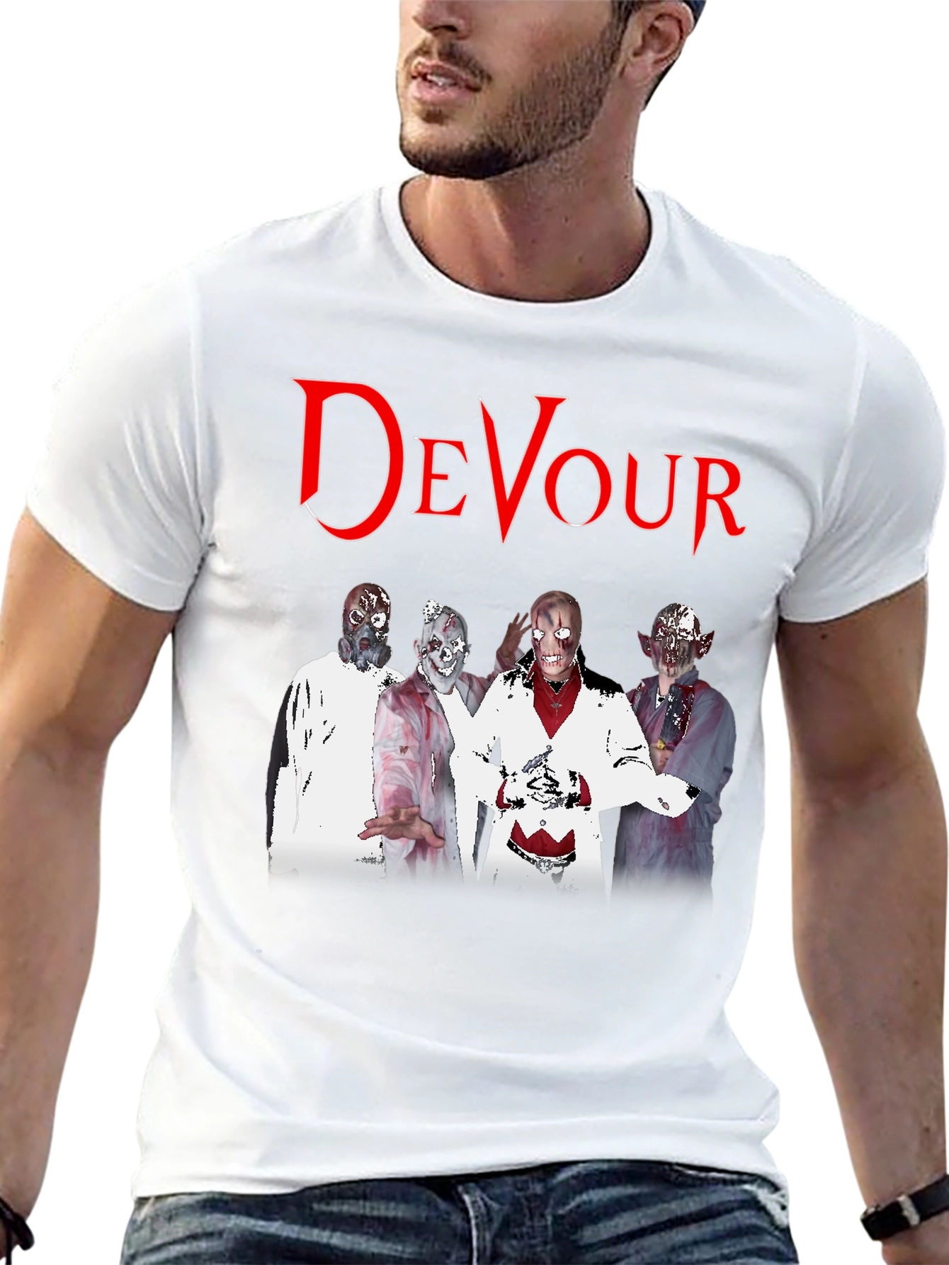 Devour Zombie Band Tee - Black Graphic T-Shirt