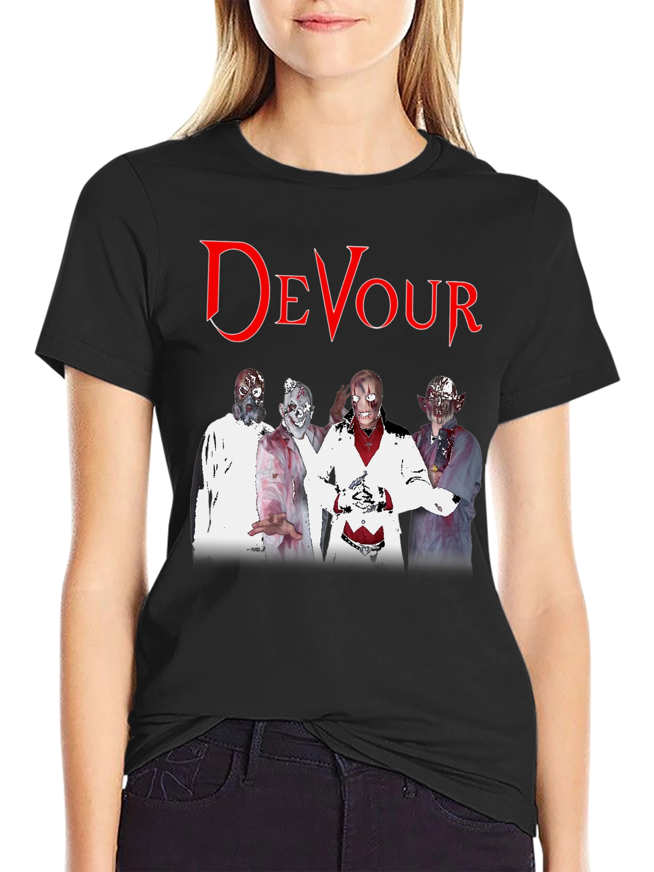 Devour Zombie Band Tee - Black Graphic T-Shirt