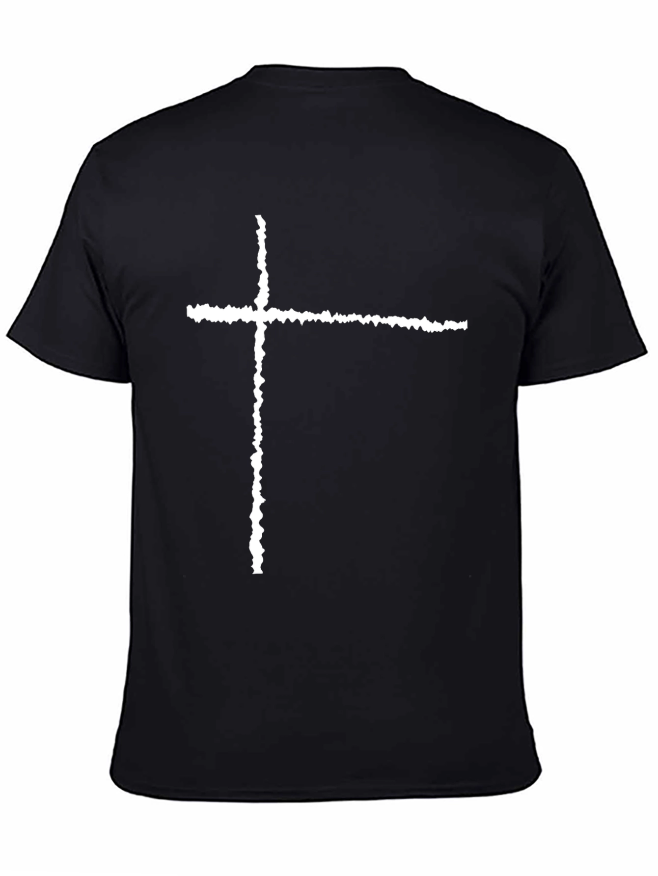 Distressed Cross Graphic Black Tee