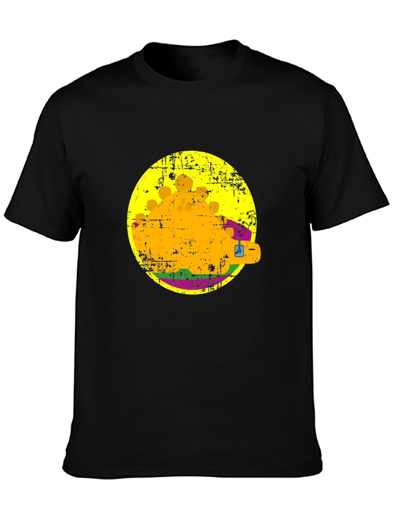 Retro Burger Graphic Tee - Black Cotton T-Shirt