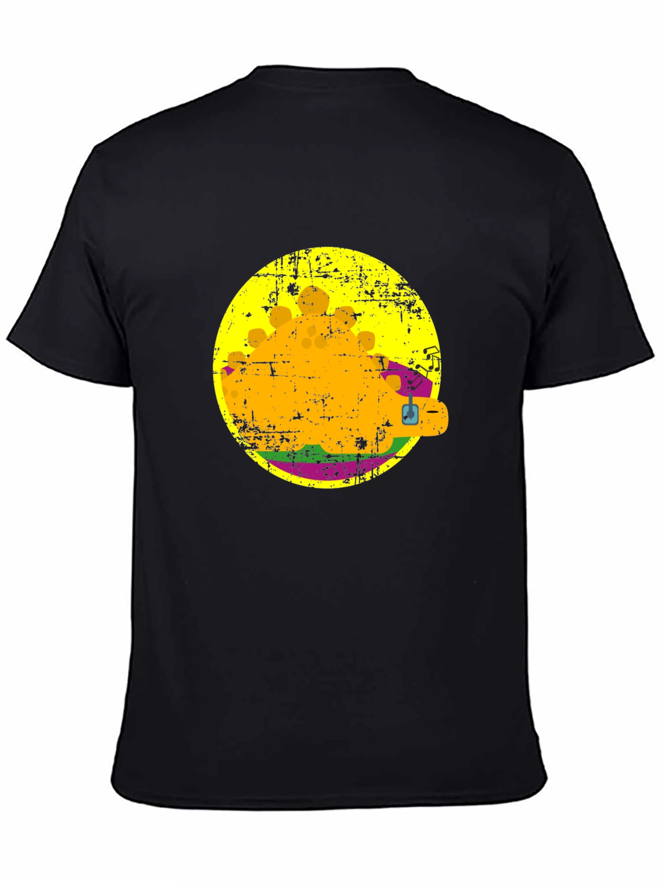 Retro Burger Graphic Tee - Black Cotton T-Shirt
