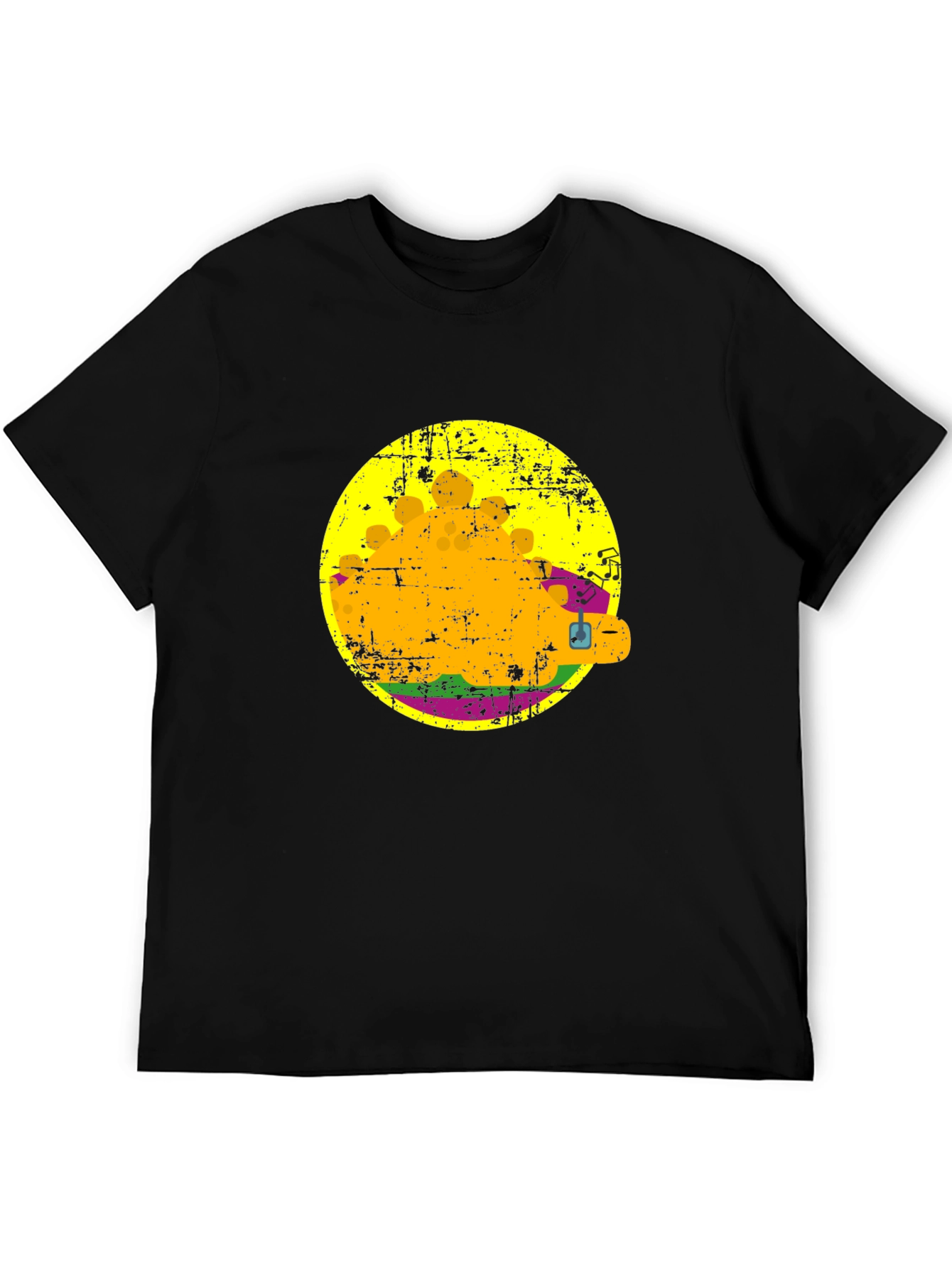 Retro Burger Graphic Tee - Black Cotton T-Shirt