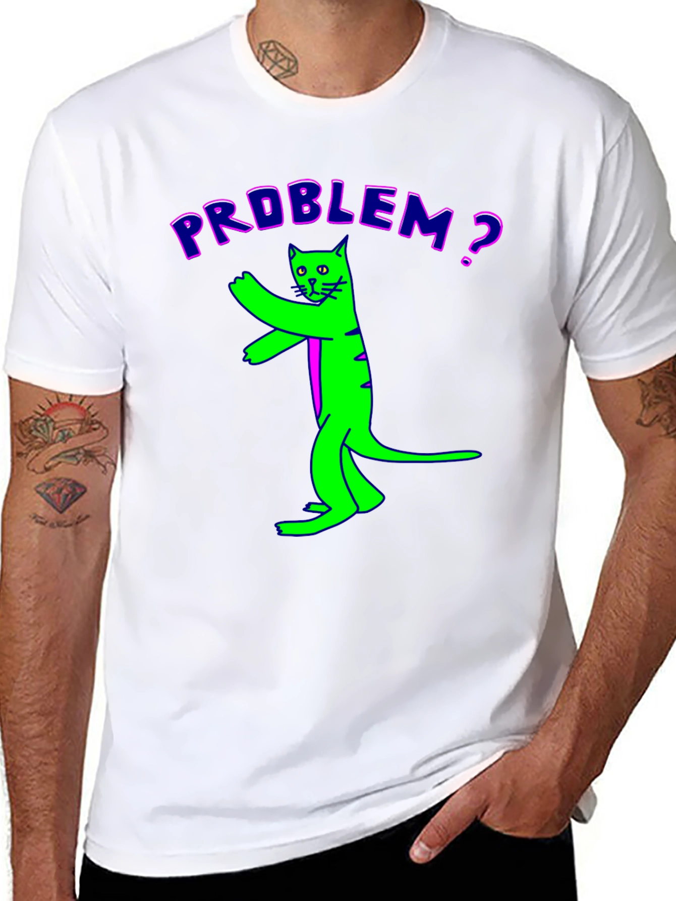 Problem Cat Graphic Tee - Unique Funny Design