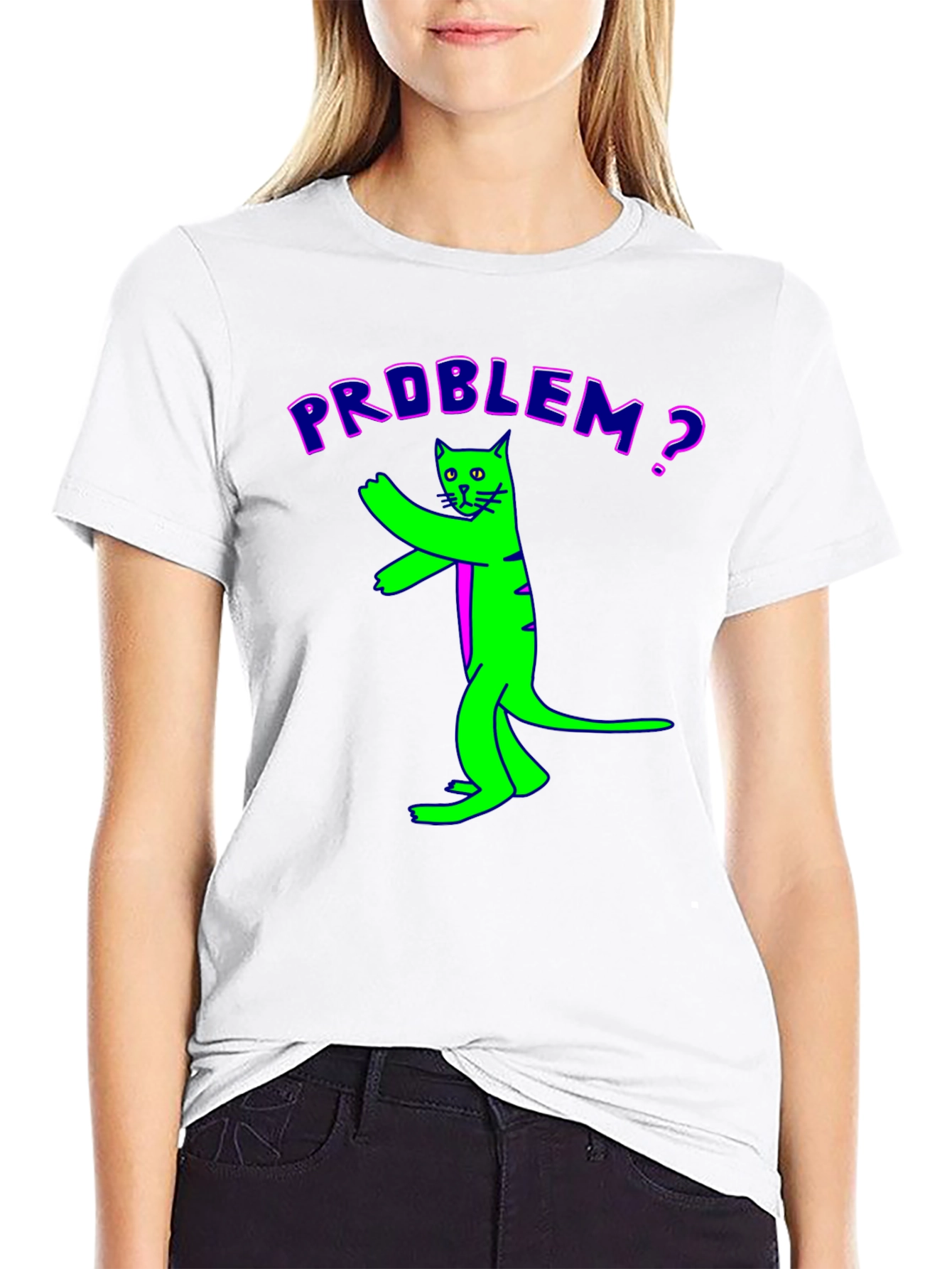 Problem Cat Graphic Tee - Unique Funny Design