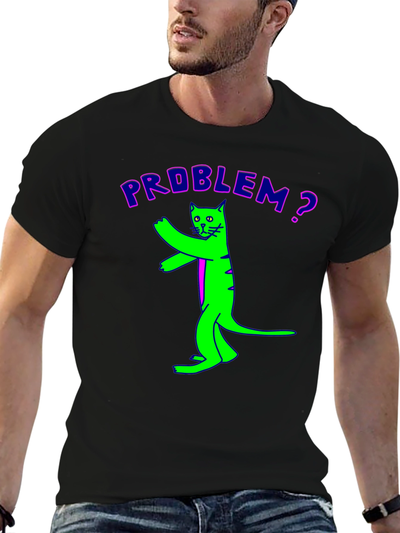 Problem Cat Graphic Tee - Unique Funny Design