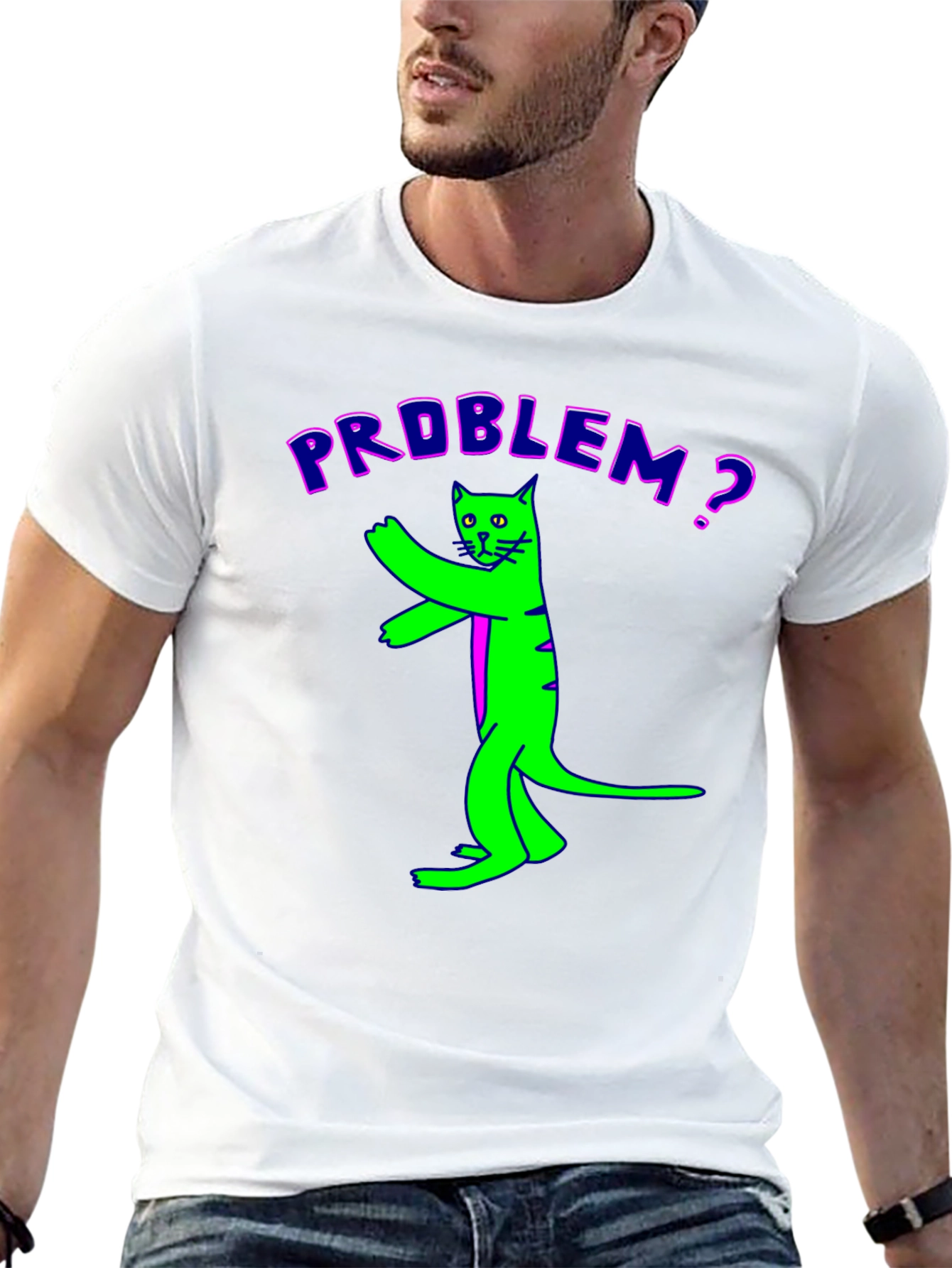 Problem Cat Graphic Tee - Unique Funny Design