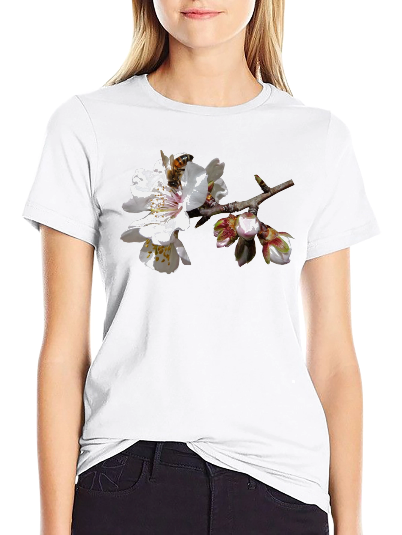 Bee on Blossom Graphic T-Shirt - Black