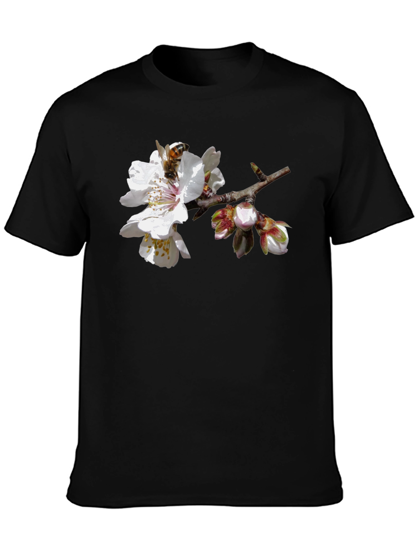 Bee on Blossom Graphic T-Shirt - Black