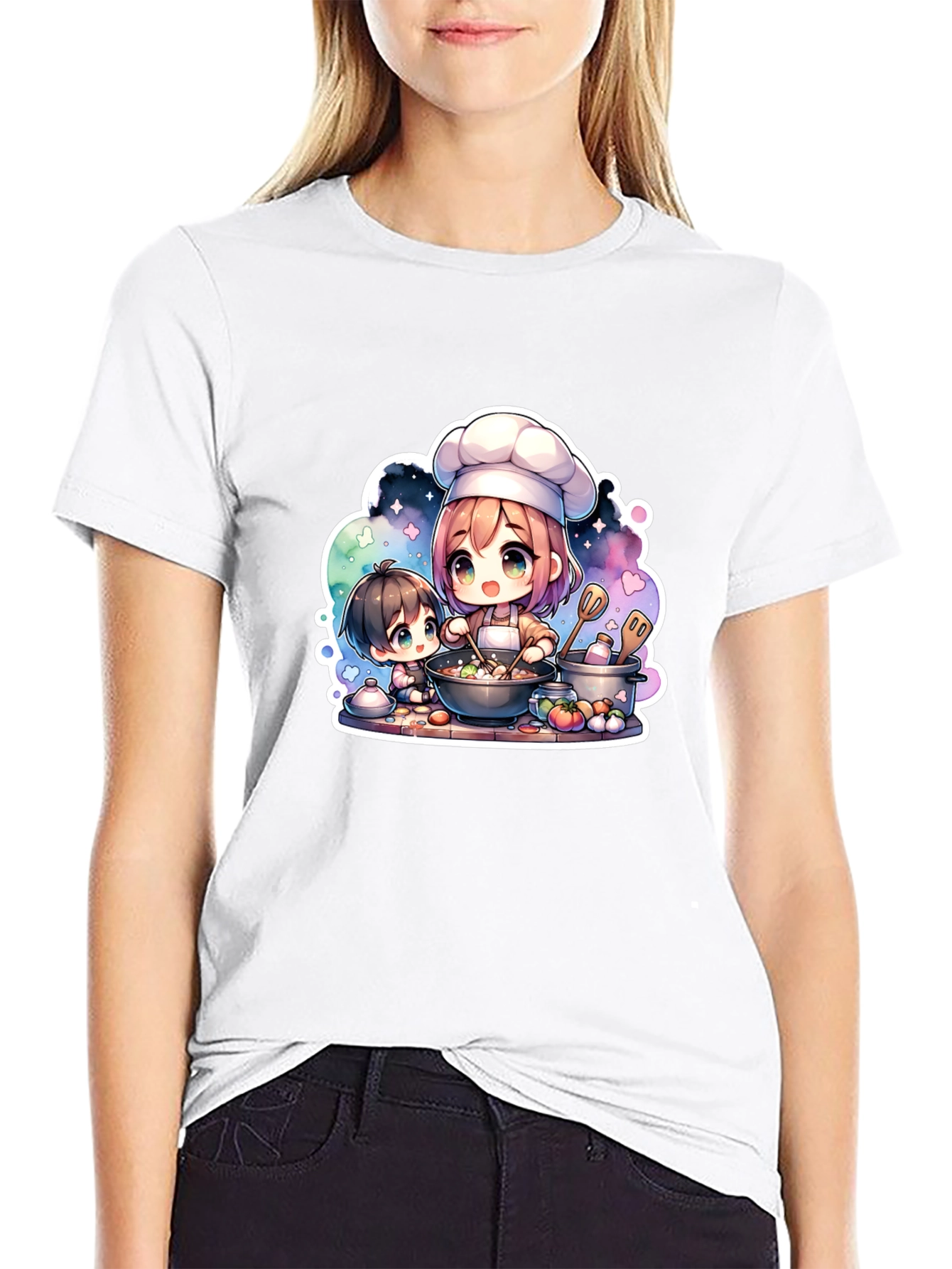 Anime Chef Graphic Black T-Shirt