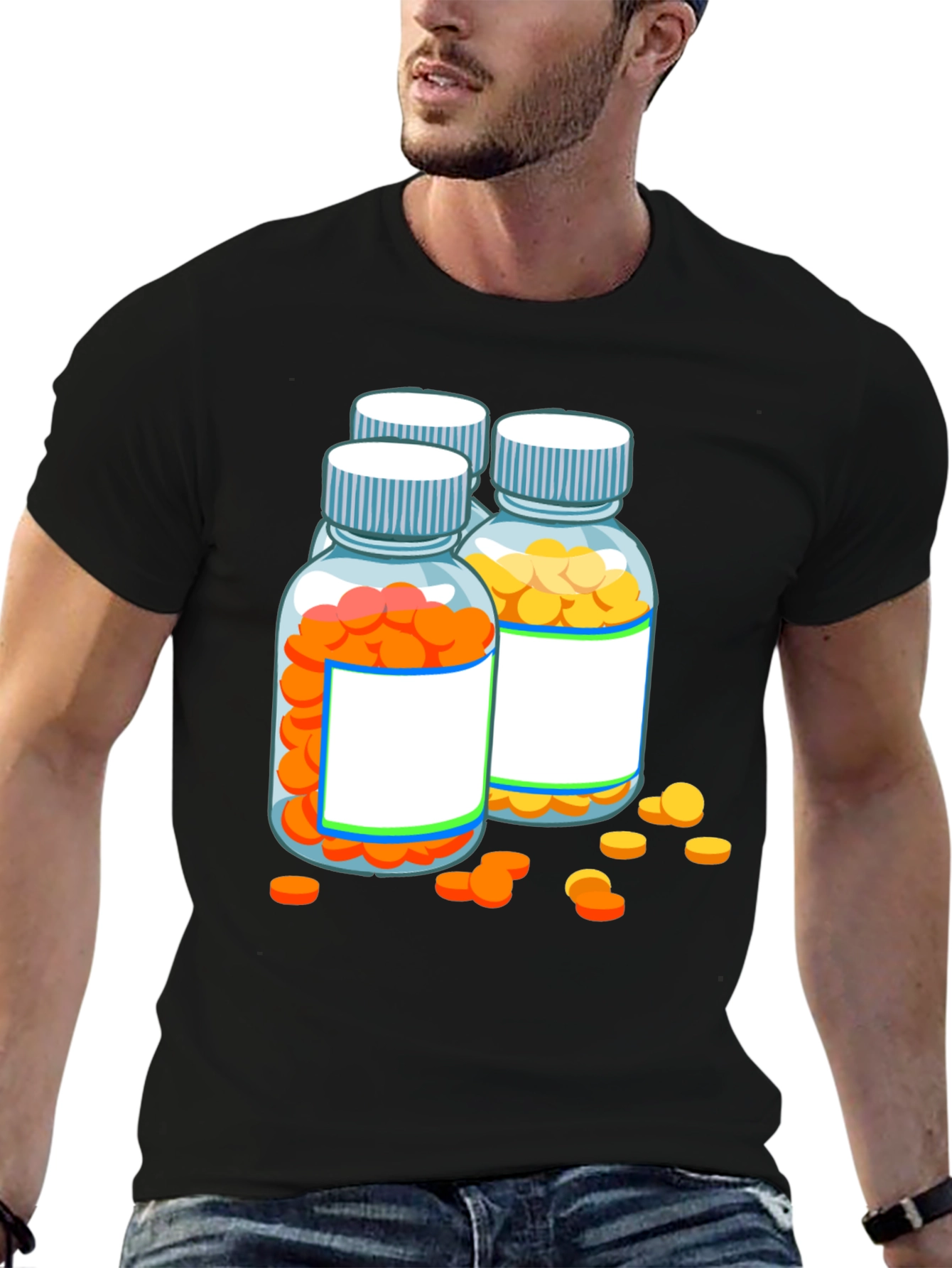 Pill Bottle Graphic Tee - Novelty T-Shirt