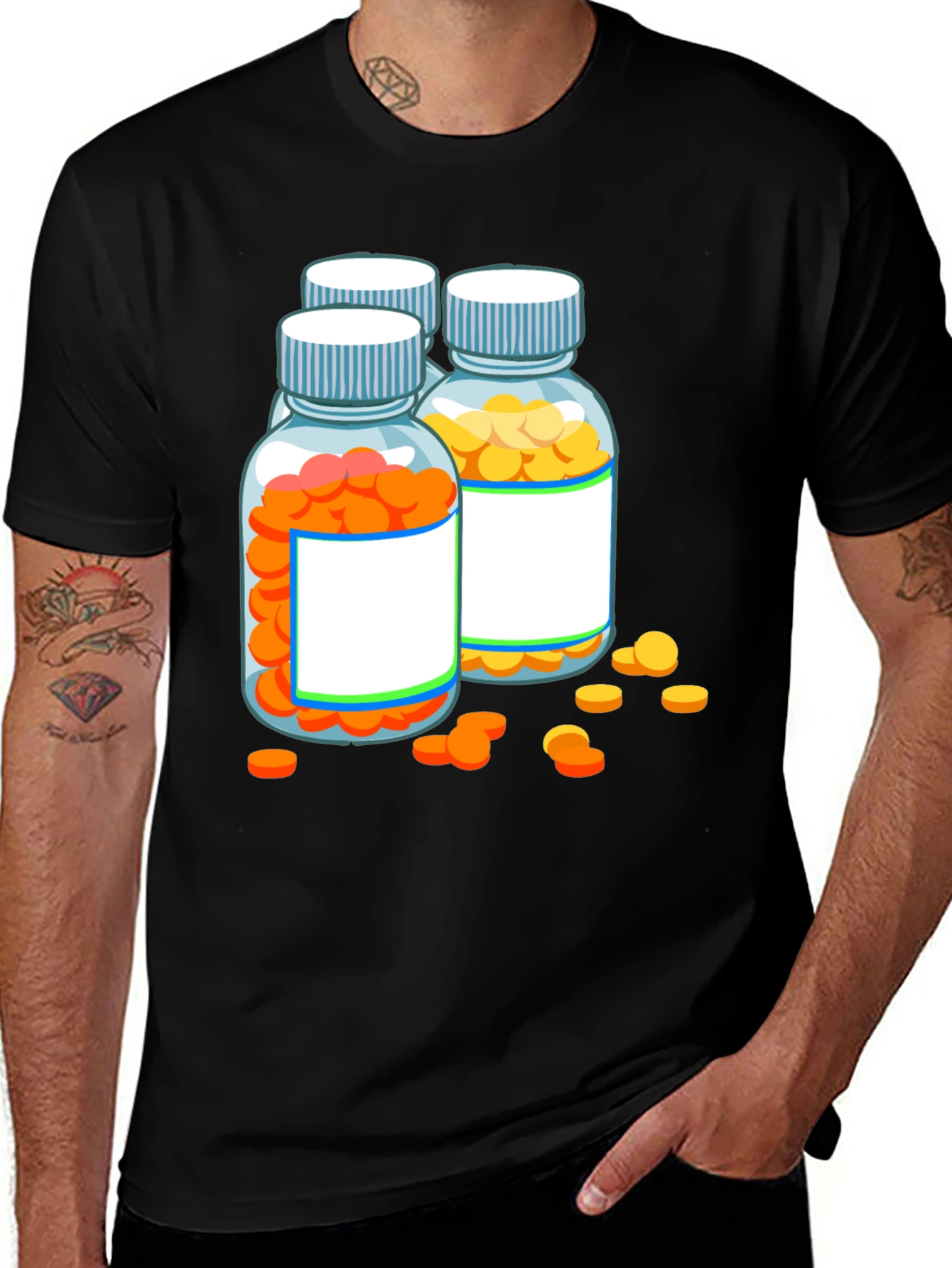 Pill Bottle Graphic Tee - Novelty T-Shirt