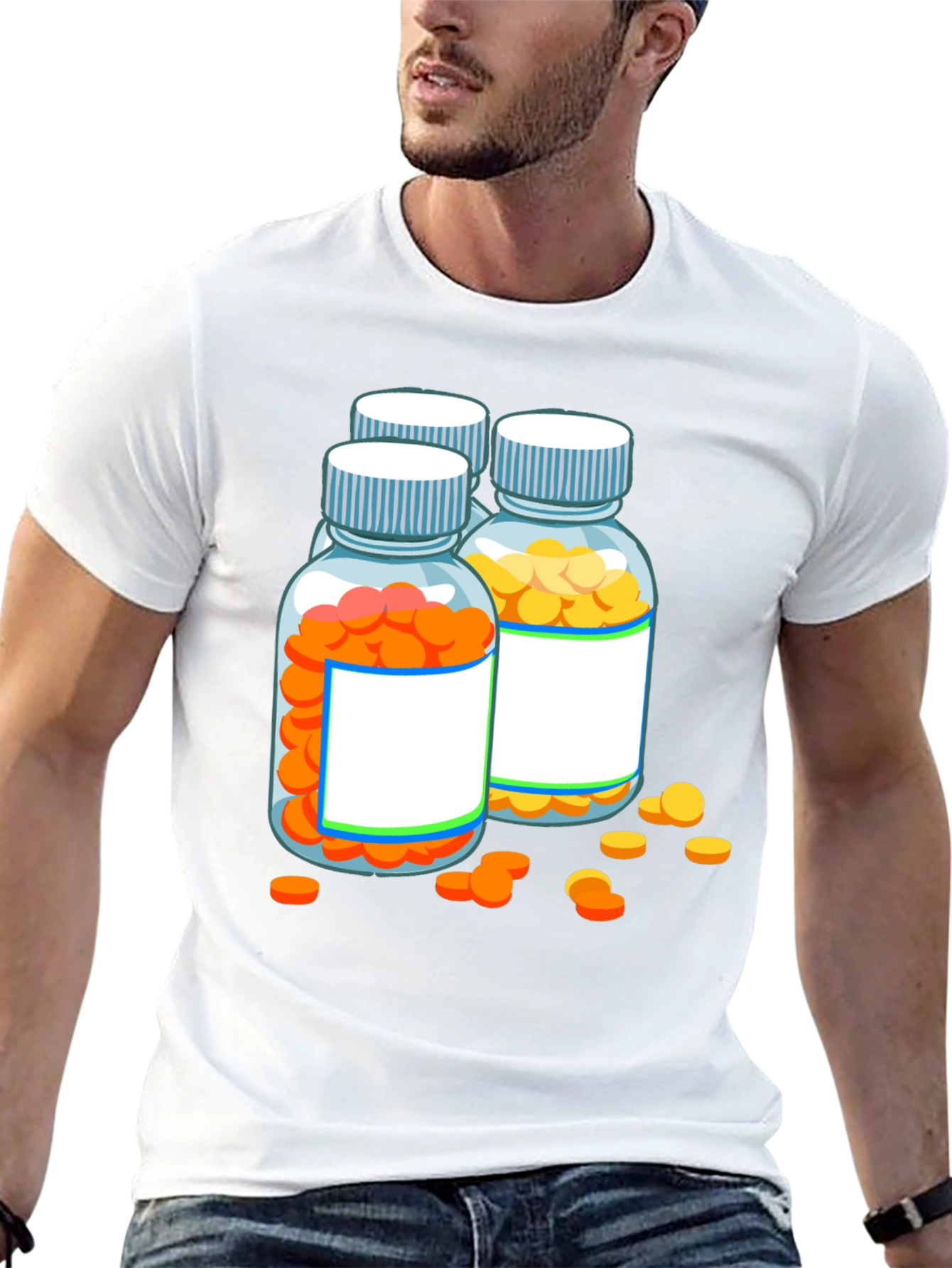 Pill Bottle Graphic Tee - Novelty T-Shirt