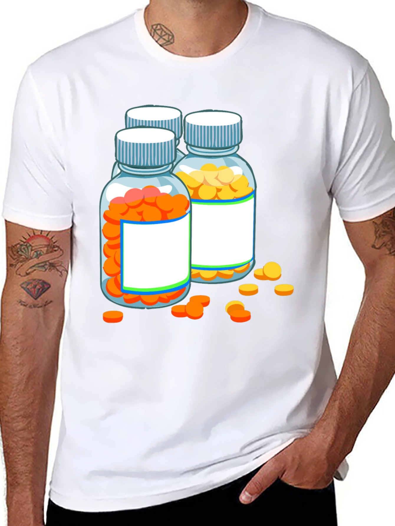 Pill Bottle Graphic Tee - Novelty T-Shirt