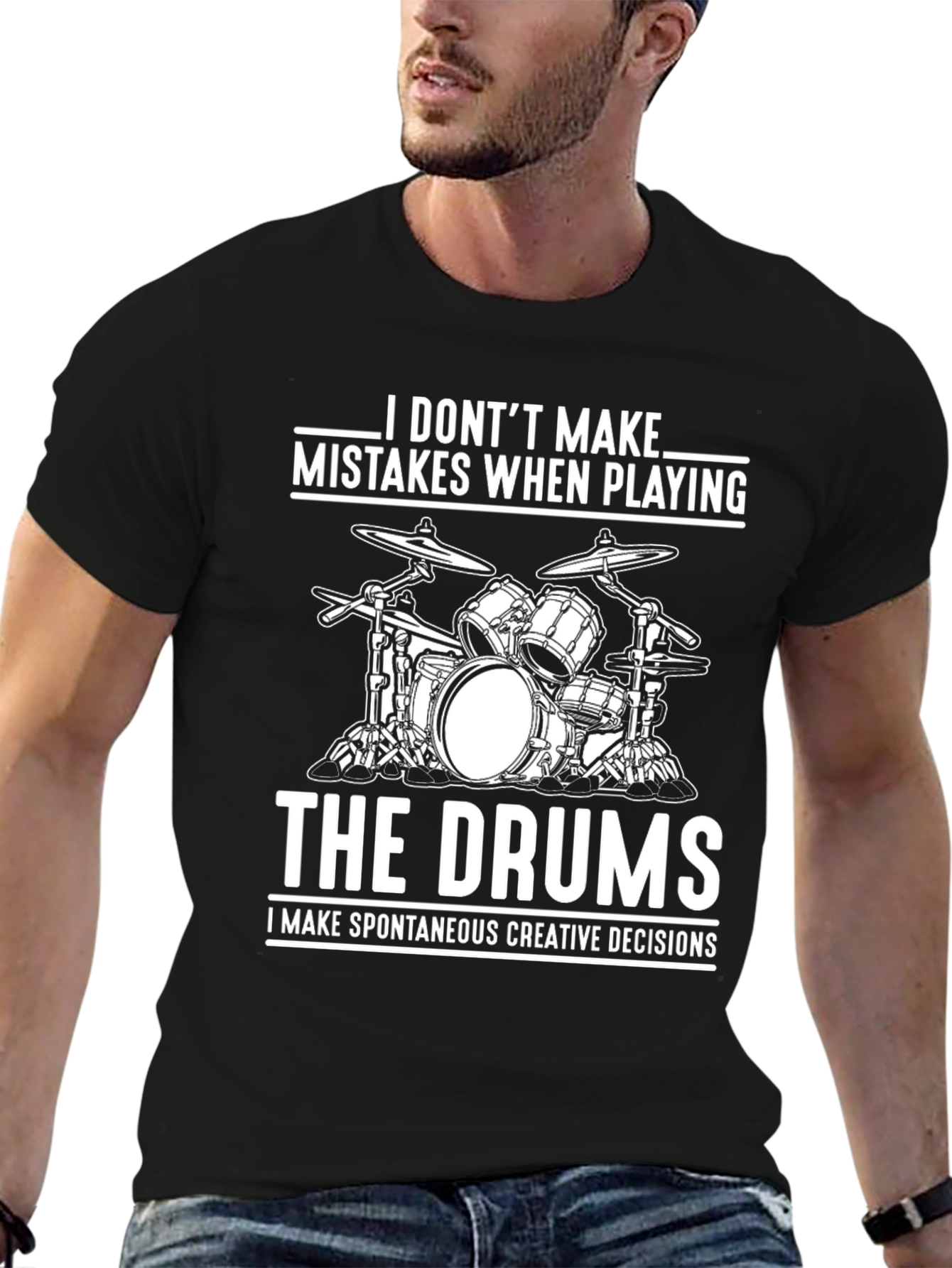 Drummer Humor Graphic T-Shirt: No Mistakes!