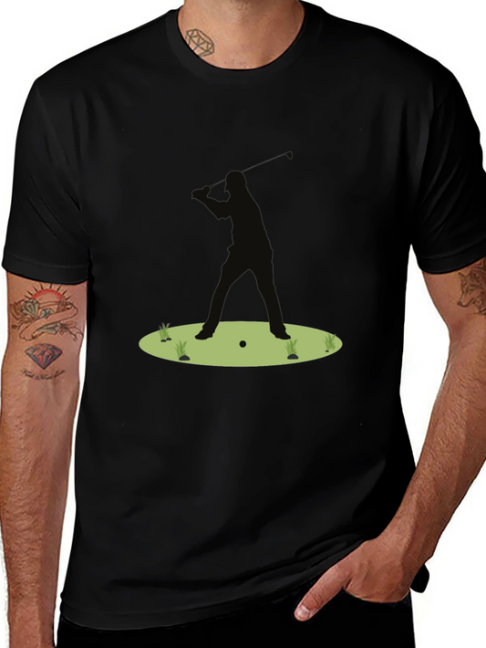 Golf Silhouette Tee - Black Cotton Golfers Shirt