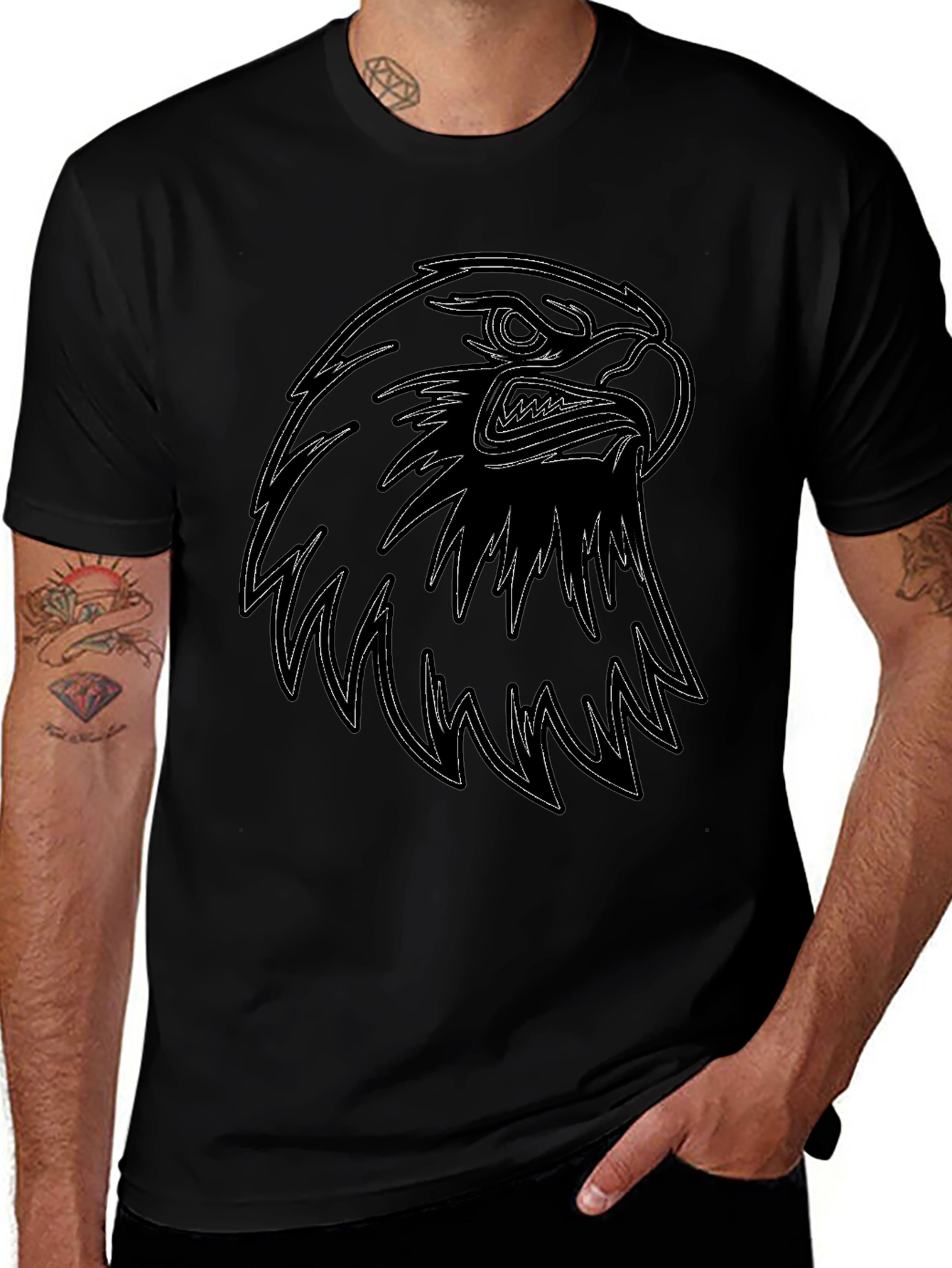 Black Eagle Graphic Tee - Mens Casual Fashion
