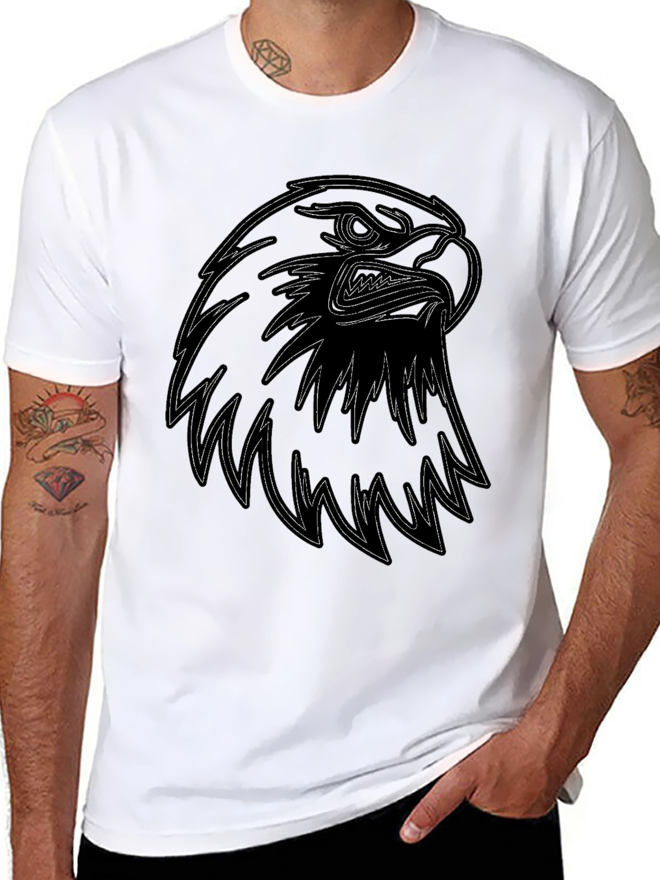 Black Eagle Graphic Tee - Mens Casual Fashion
