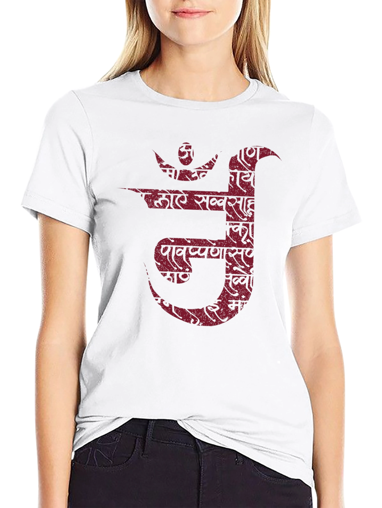 Mens Black T-Shirt with Maroon Devanagari Print