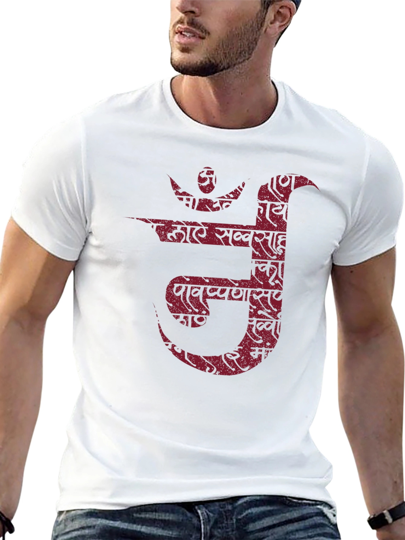 Mens Black T-Shirt with Maroon Devanagari Print