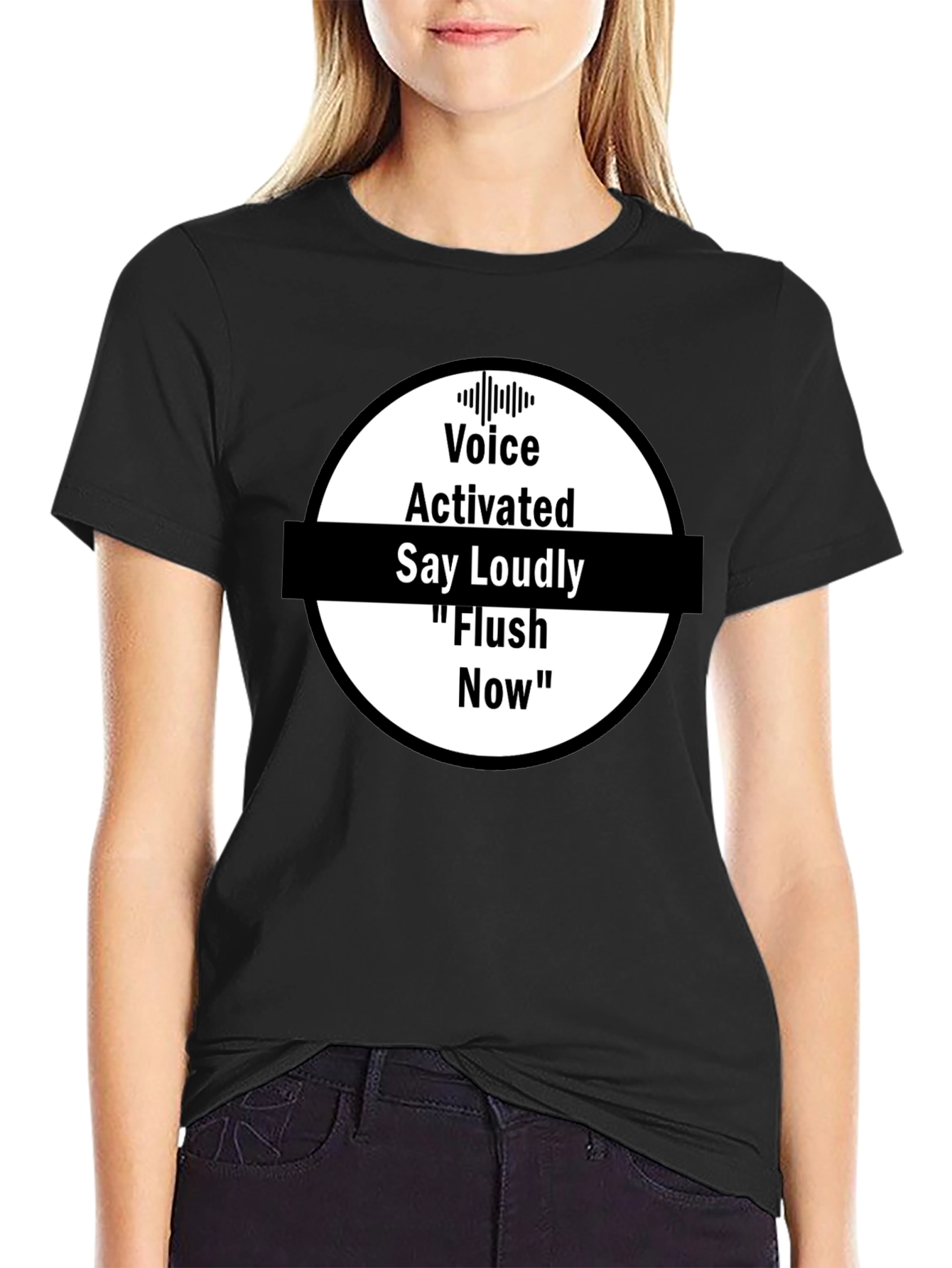 Voice Activated Flush Now T-Shirt - Black