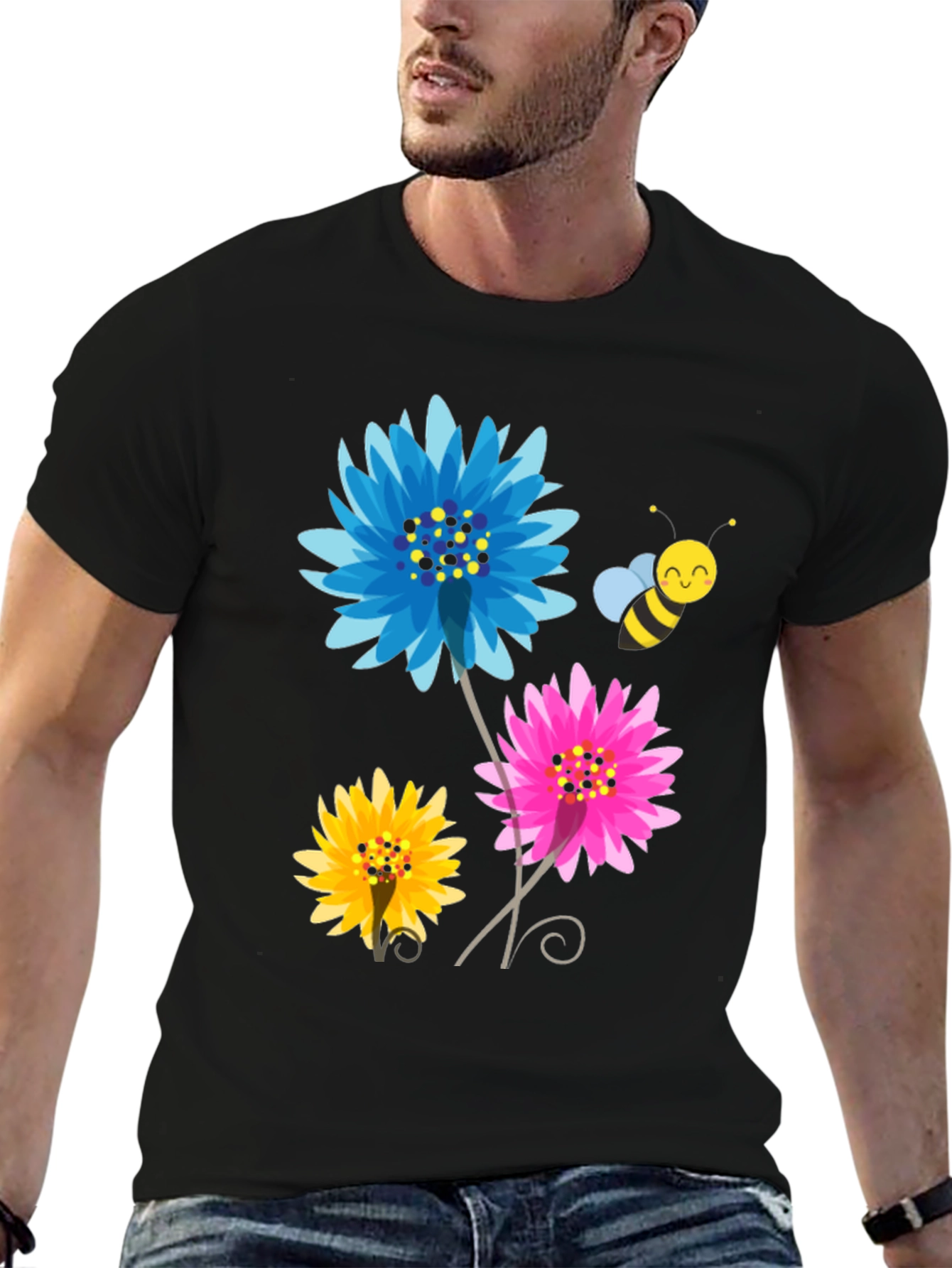 Floral Bee Graphic T-Shirt