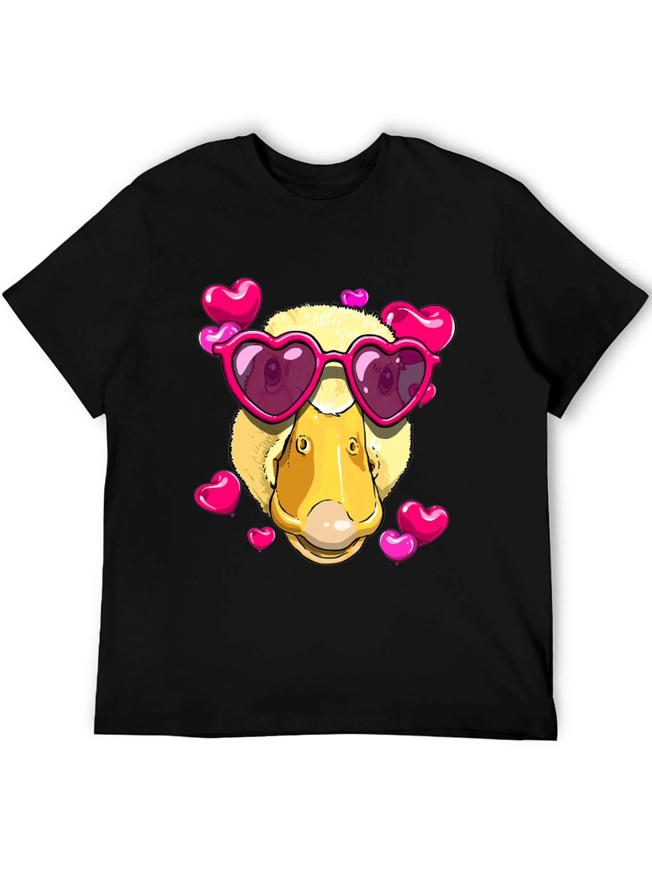 Duck Valentines Day T-Shirt with Heart Sunglasses