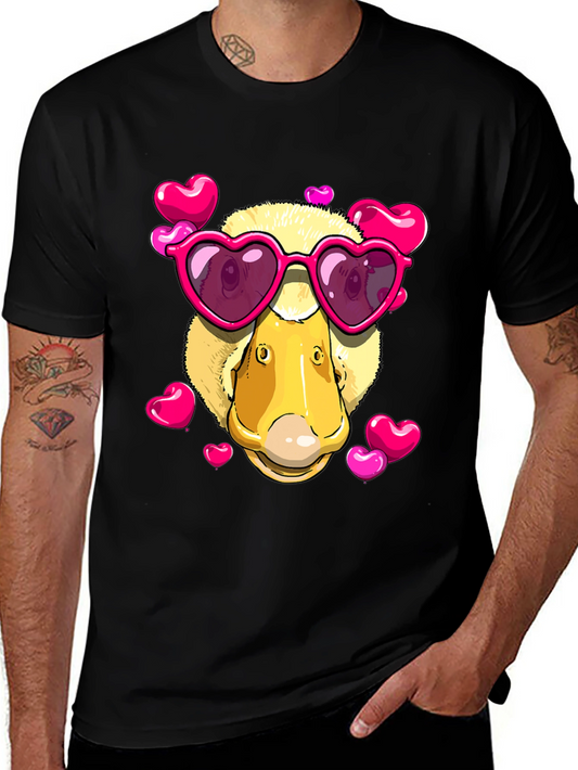 Duck Valentines Day T-Shirt with Heart Sunglasses