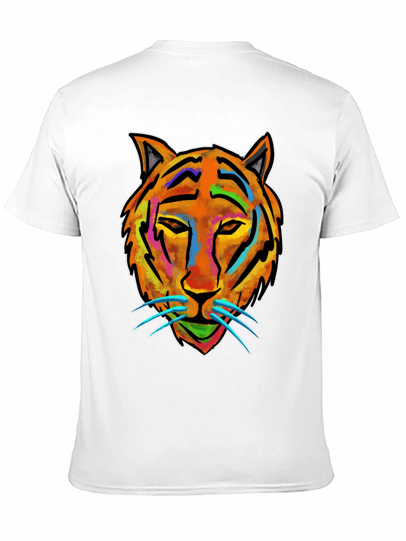 Vibrant Tiger Graphic Tee - Mens Black Cotton T-Shirt
