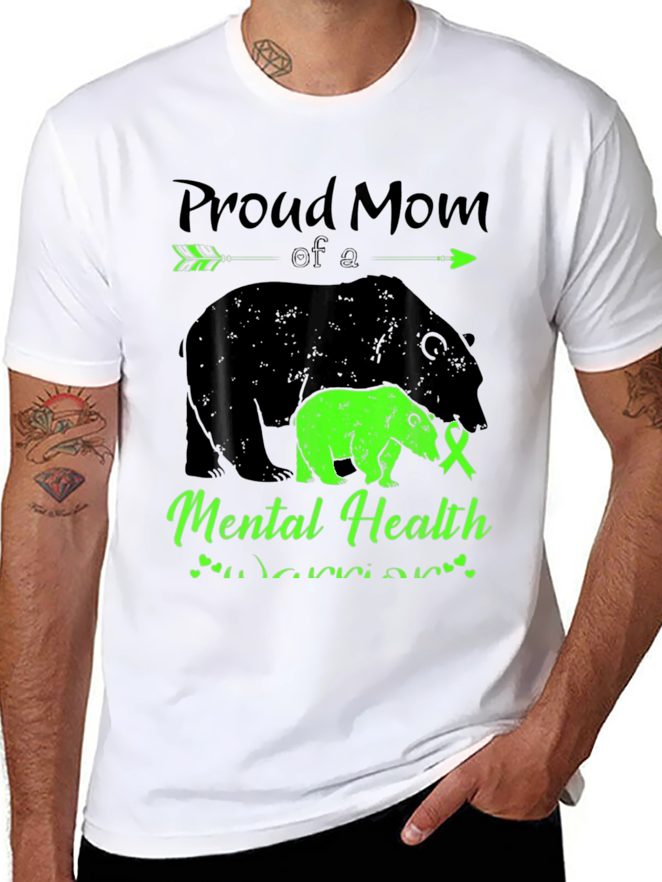 Proud Mom Mental Health Warrior Bear T-Shirt