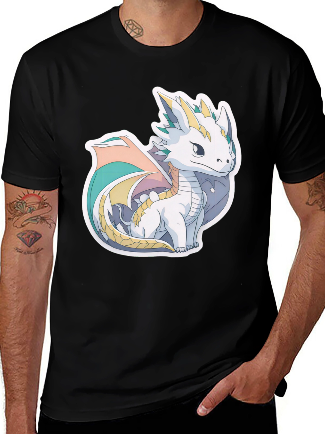 Cute Dragon Graphic T-Shirt - Black Cotton Tee