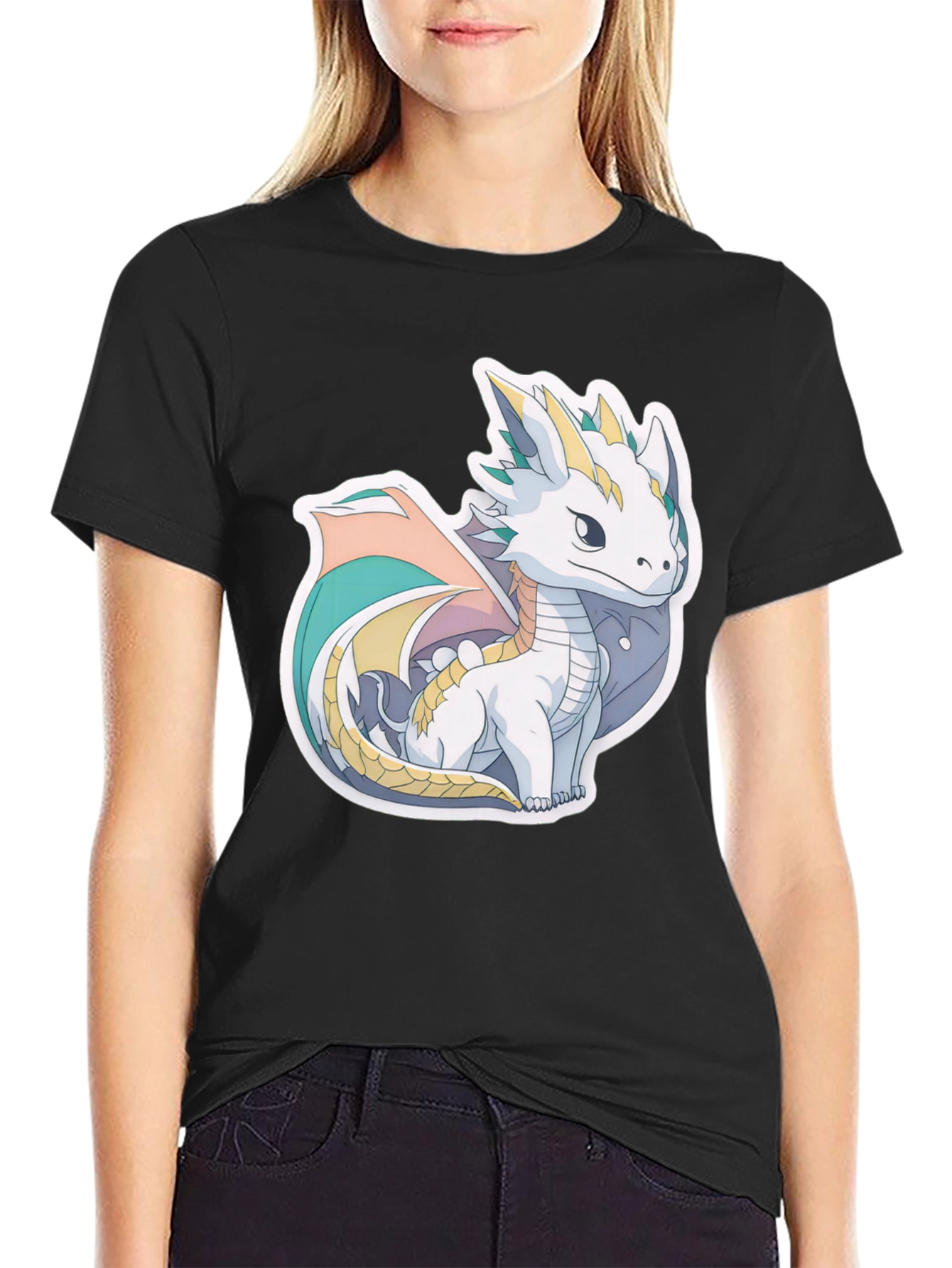Cute Dragon Graphic T-Shirt - Black Cotton Tee