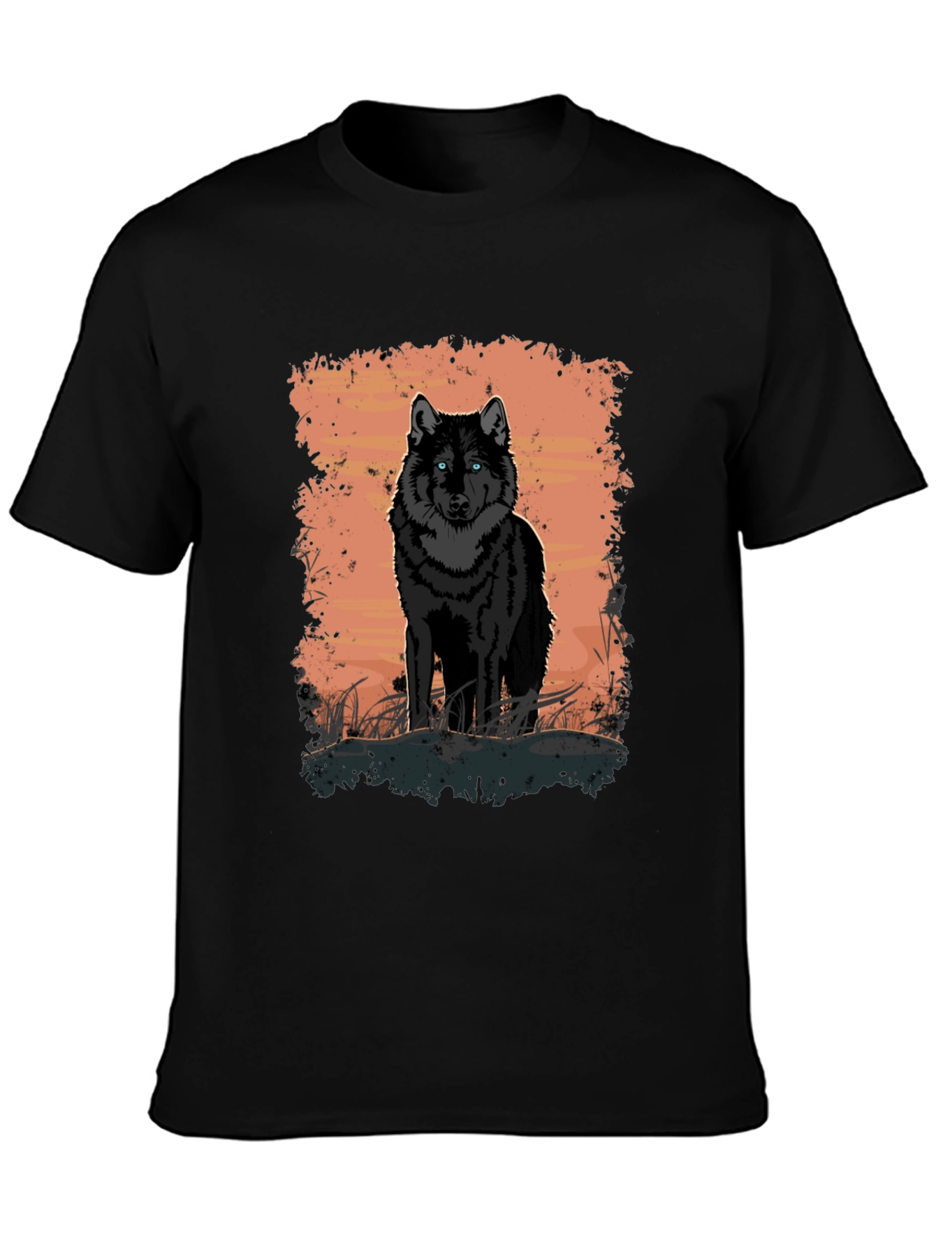 Wolf Graphic Print Black T-Shirt