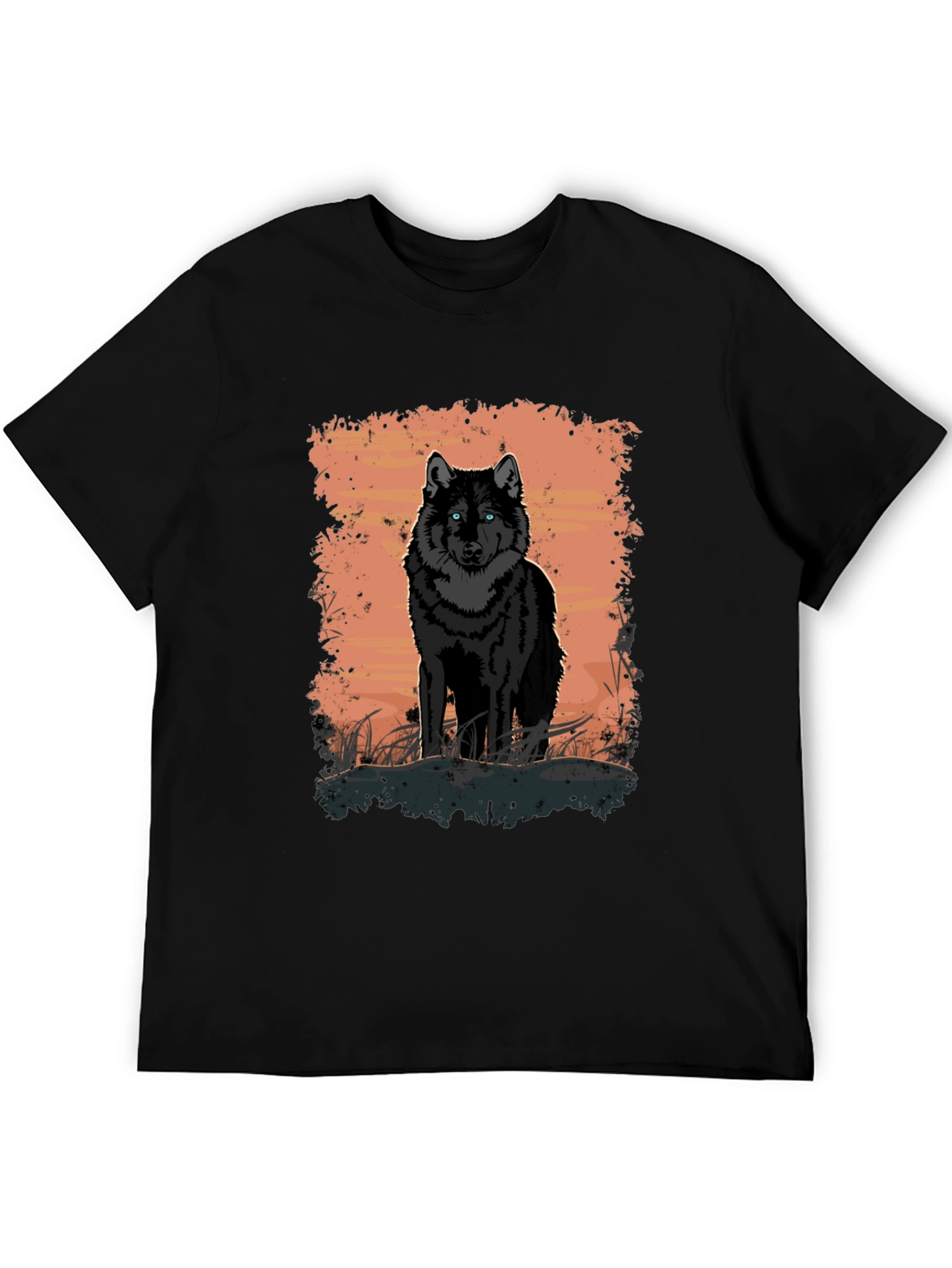 Wolf Graphic Print Black T-Shirt