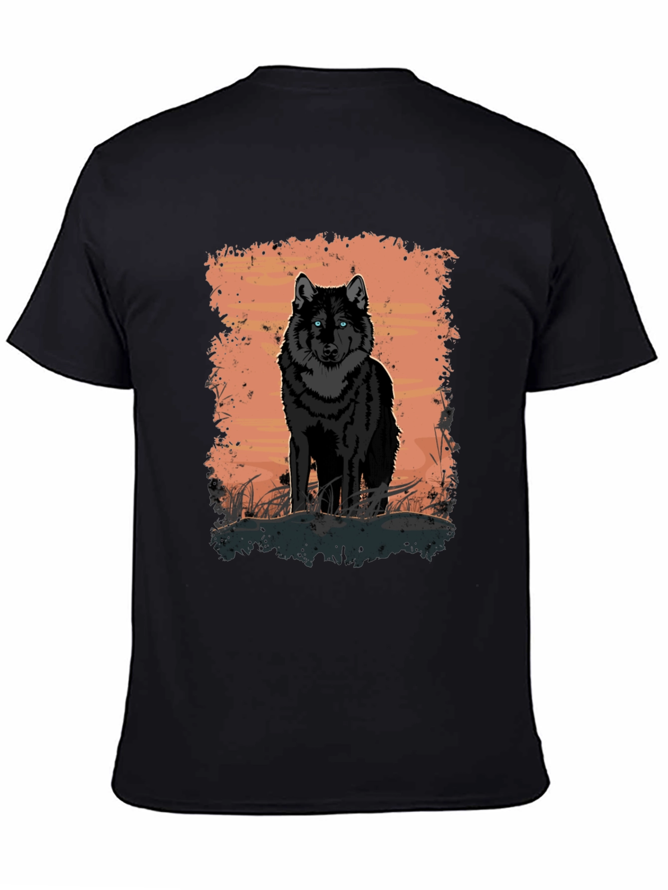 Wolf Graphic Print Black T-Shirt