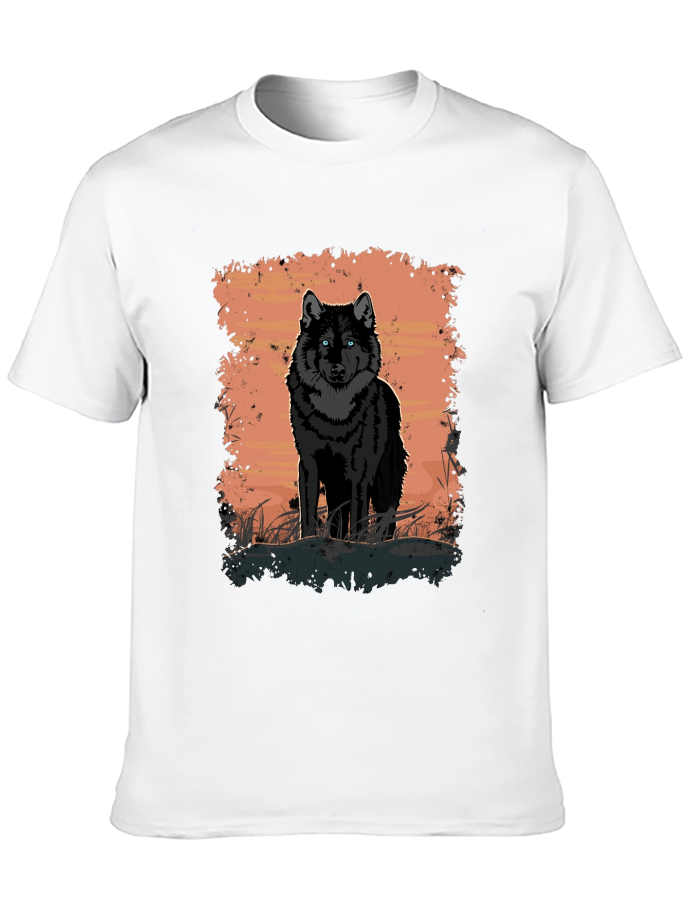 Wolf Graphic Print Black T-Shirt