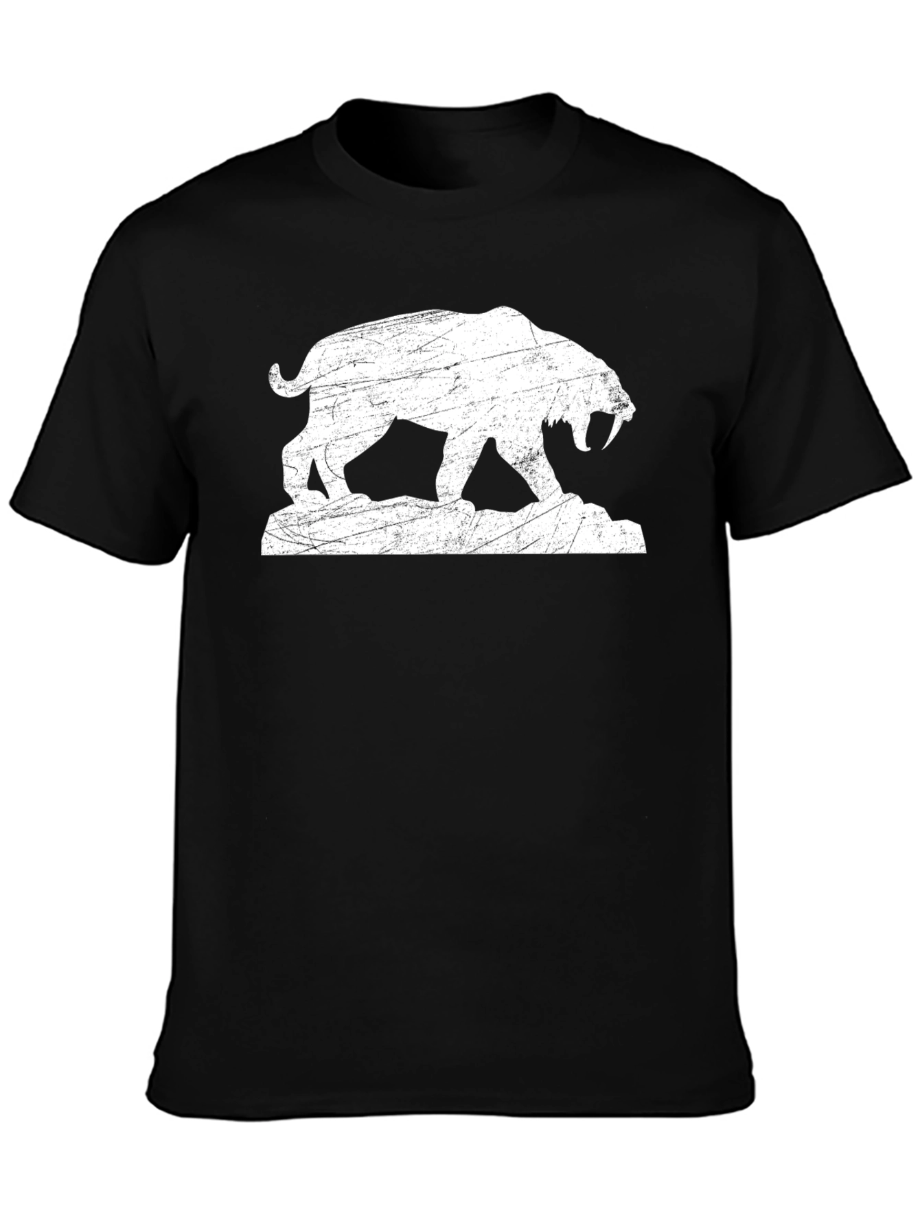 Saber-Toothed Tiger Graphic Tee - Distressed Print