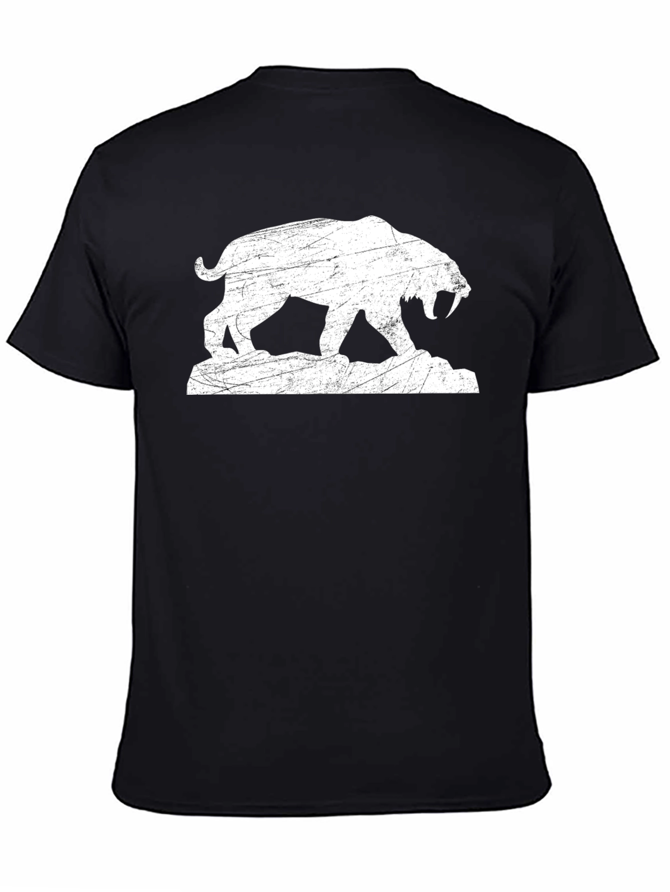 Saber-Toothed Tiger Graphic Tee - Distressed Print