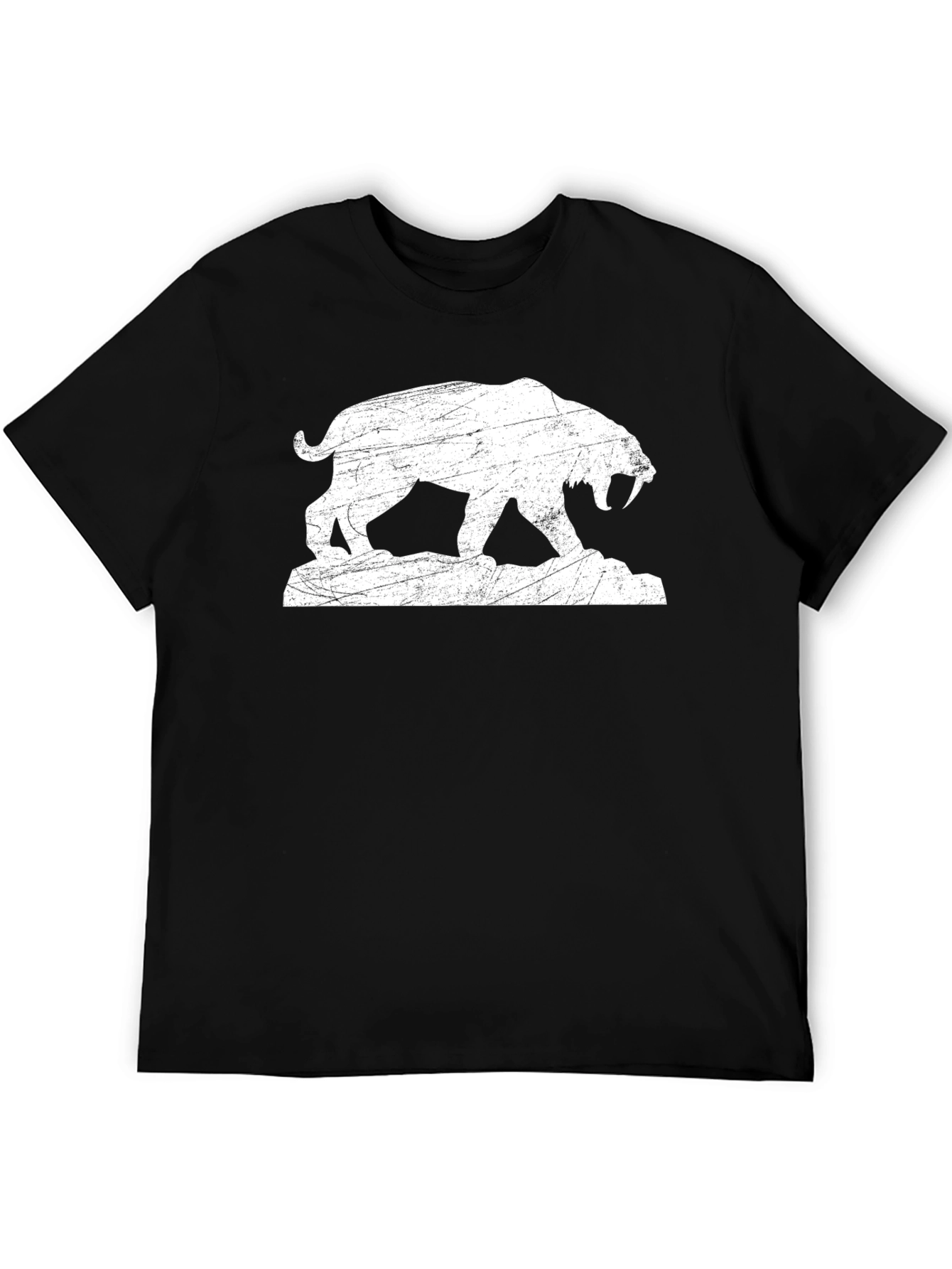 Saber-Toothed Tiger Graphic Tee - Distressed Print
