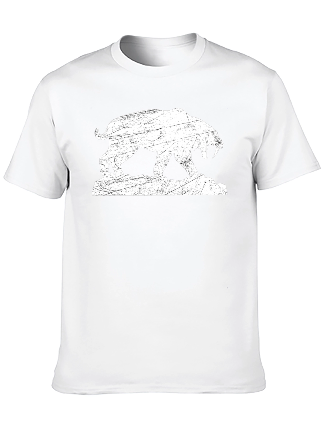 Saber-Toothed Tiger Graphic Tee - Distressed Print