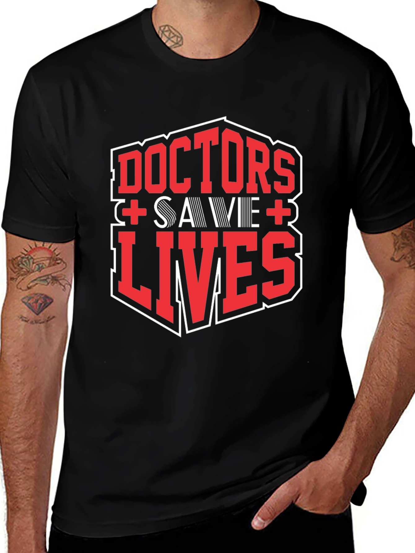 Doctors Save Lives Graphic Tee - Black