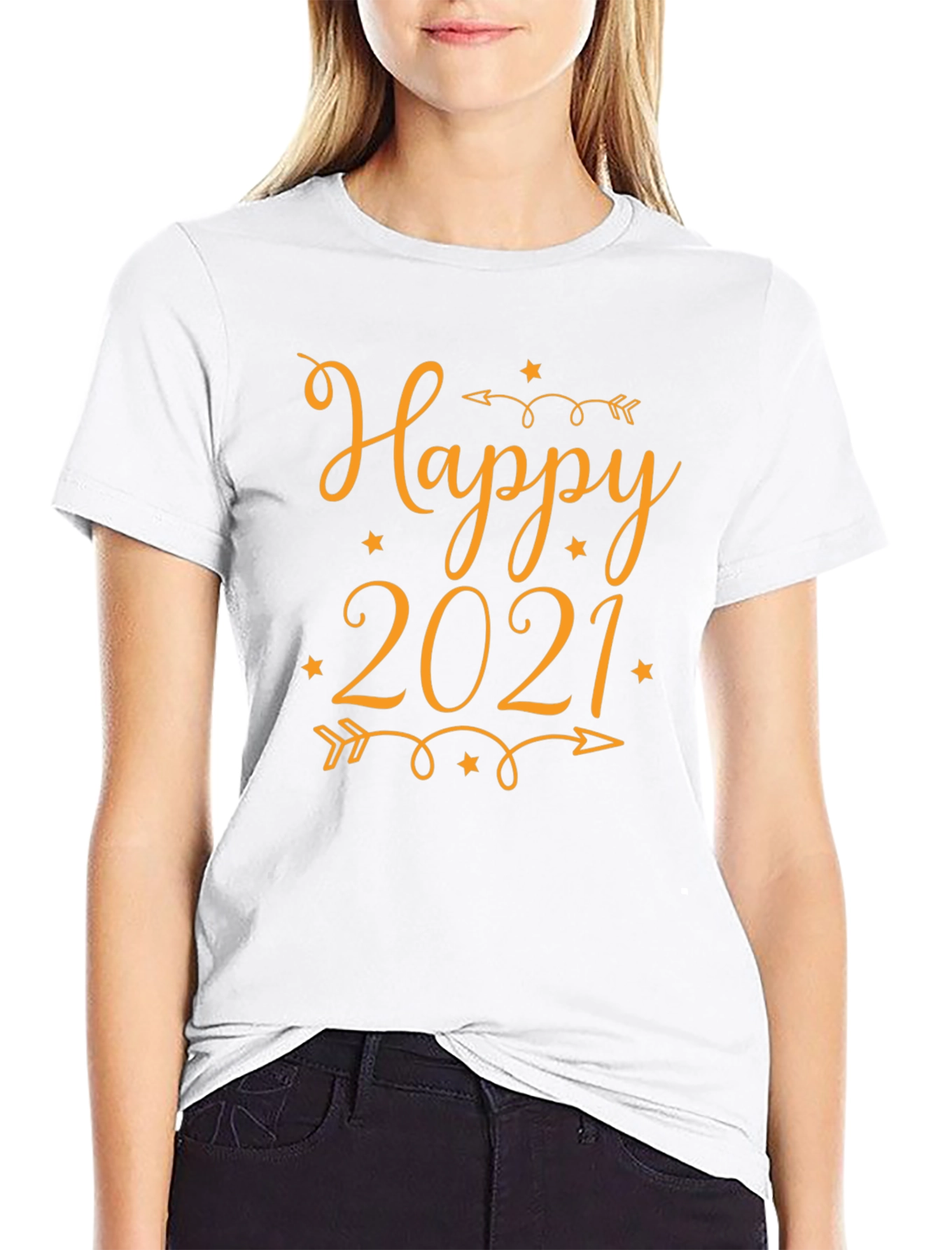 Happy 2021 Black Graphic Tee Shirt