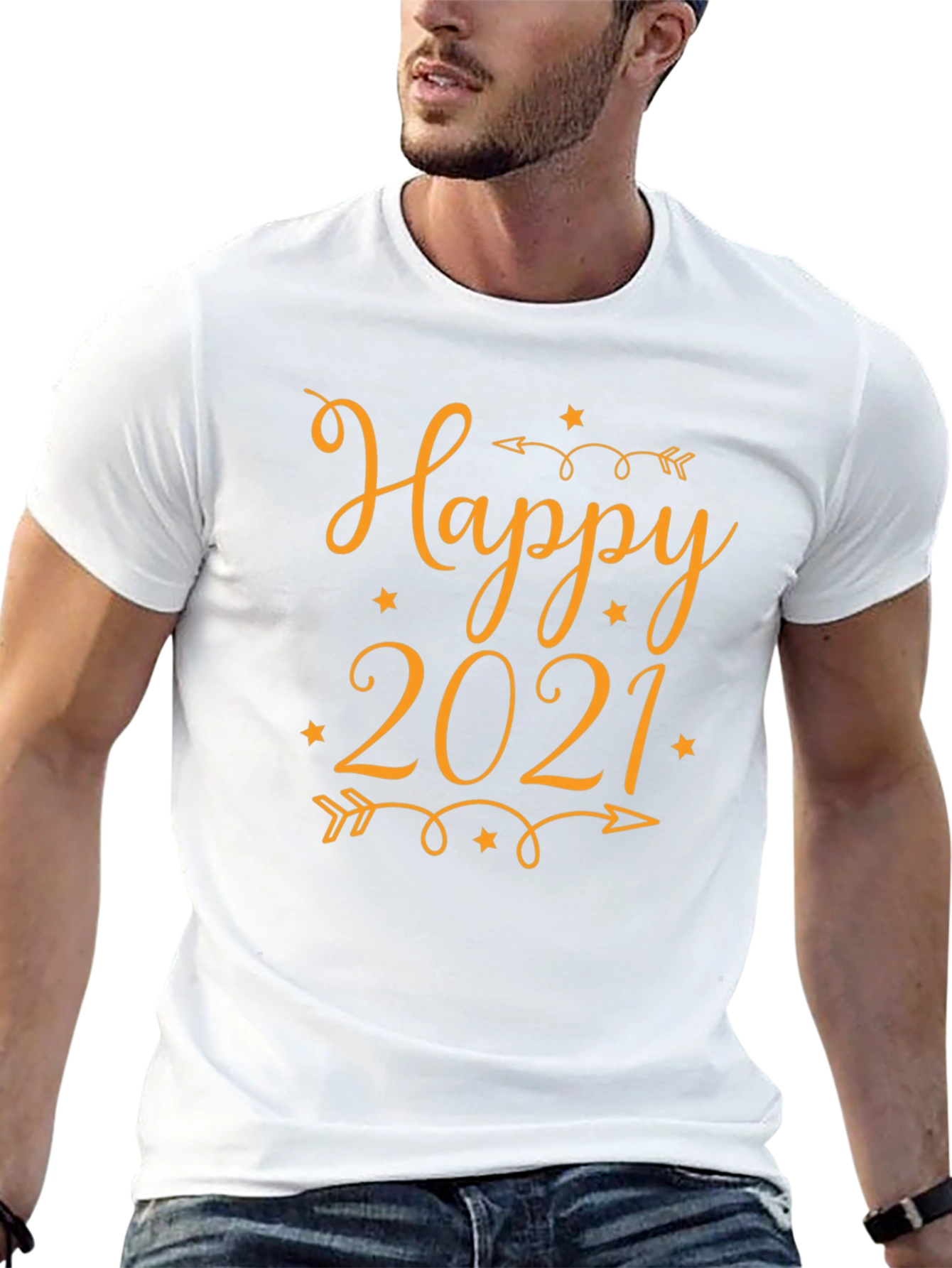 Happy 2021 Black Graphic Tee Shirt